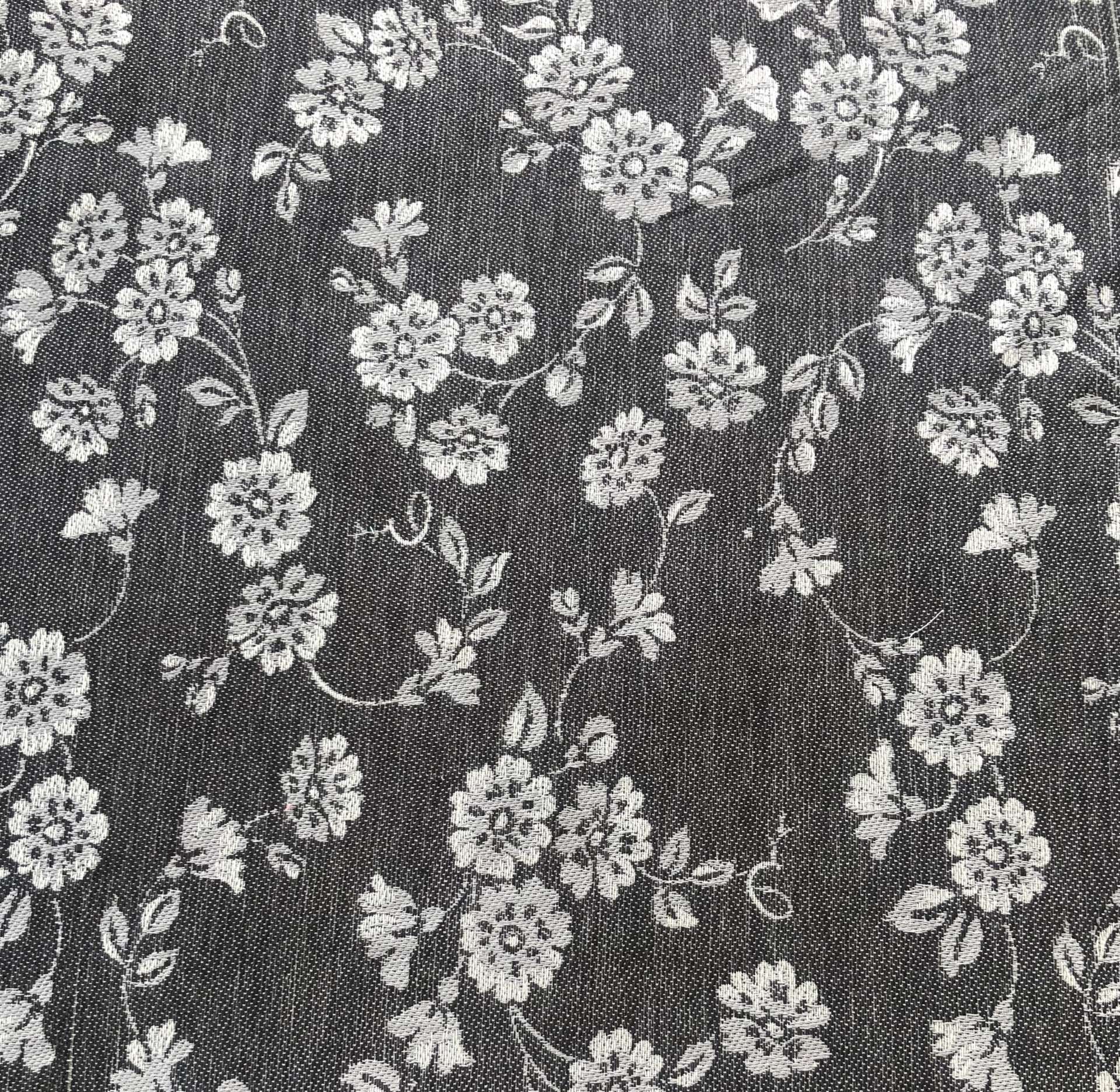 Cotton Floral Jacquard in Black