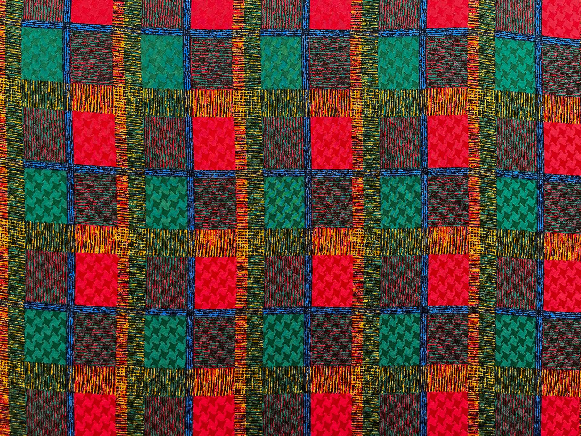 Vintage 100% Silk Printed Patchwork Jacquard In Jewel Colours