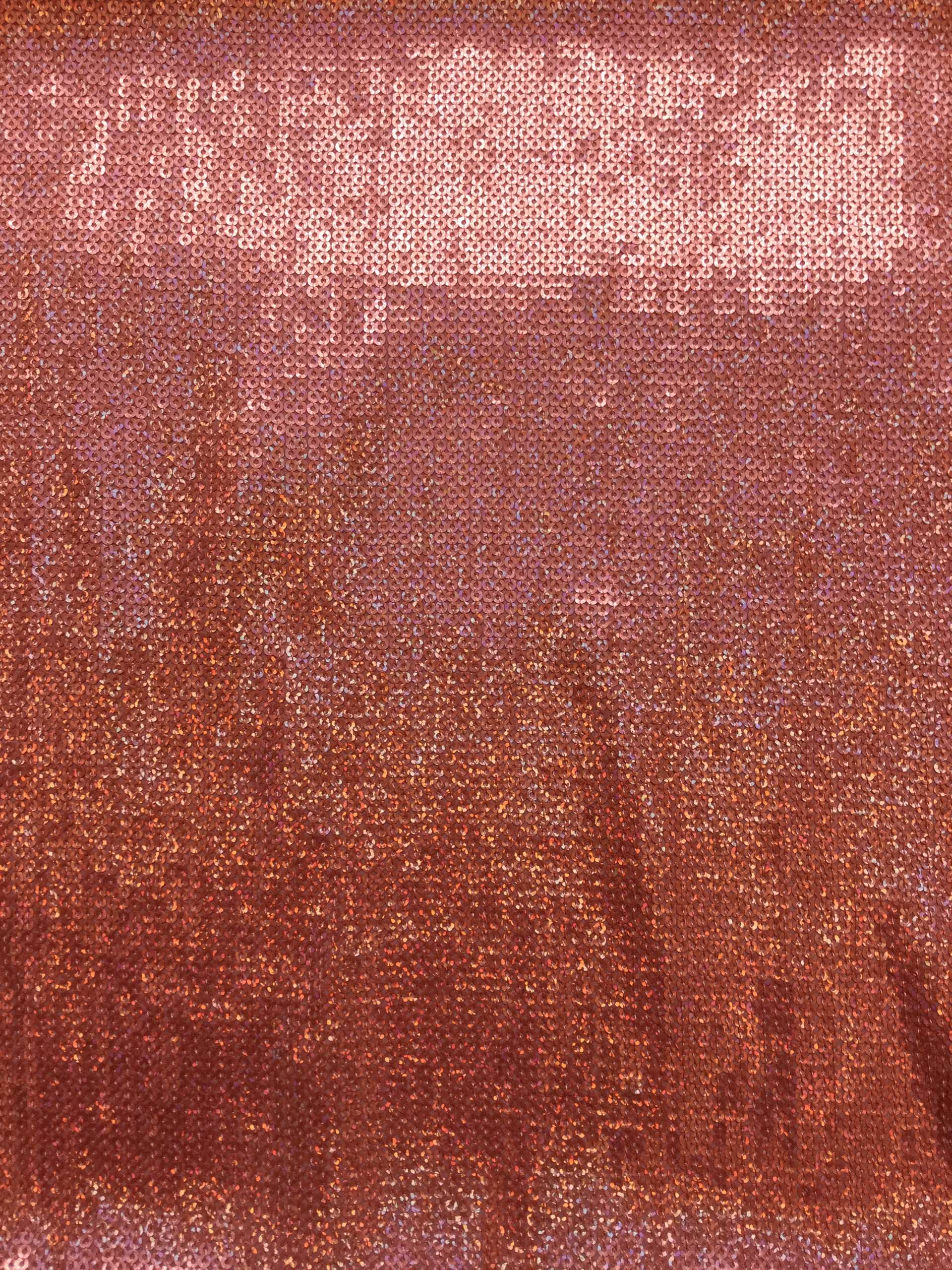 Hologram Sequins on Polyester Chiffon in Coral