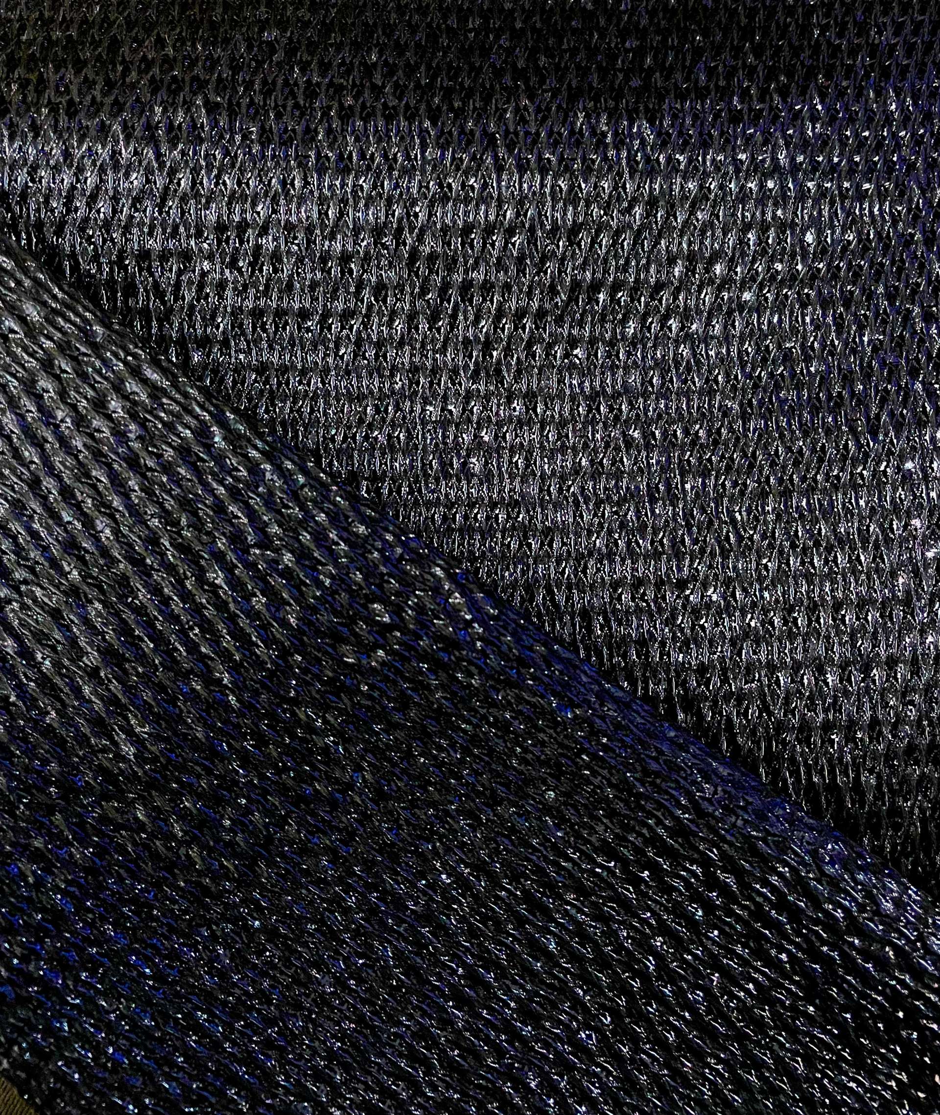 Metallic Silk Blend Plissé in Navy