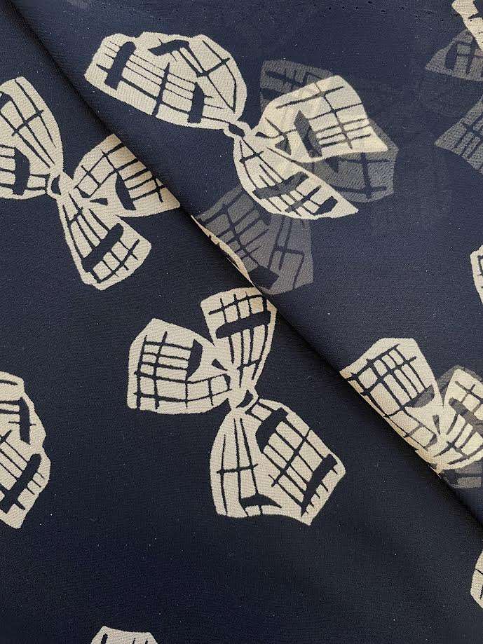 Printed Silk Chiffon with Bows 