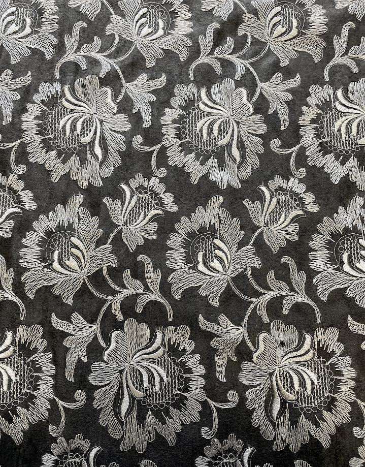 Metallic Embroidered Polyester Organza