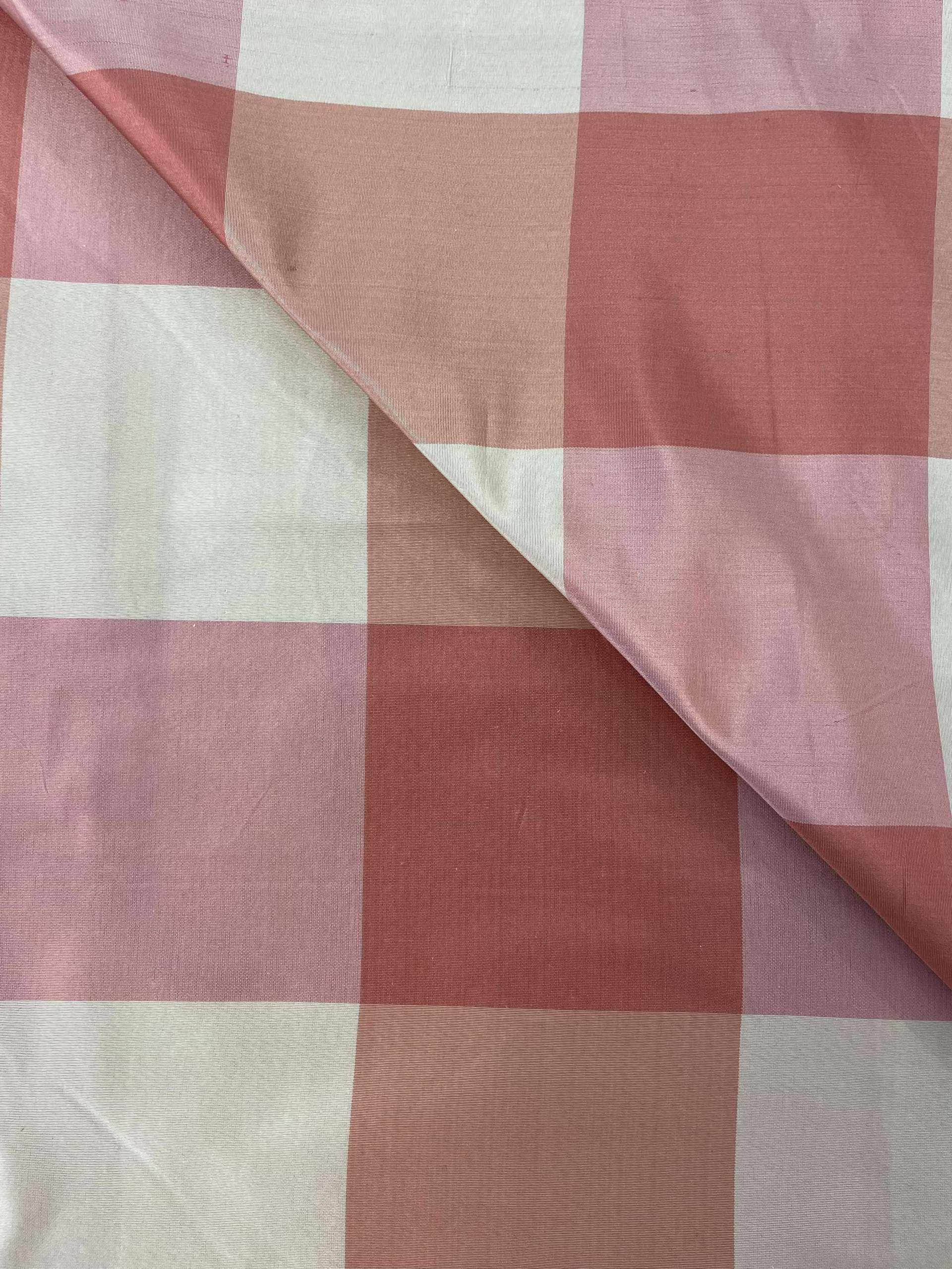 Buffalo Gingham Silk Taffeta in Pinks & Cream