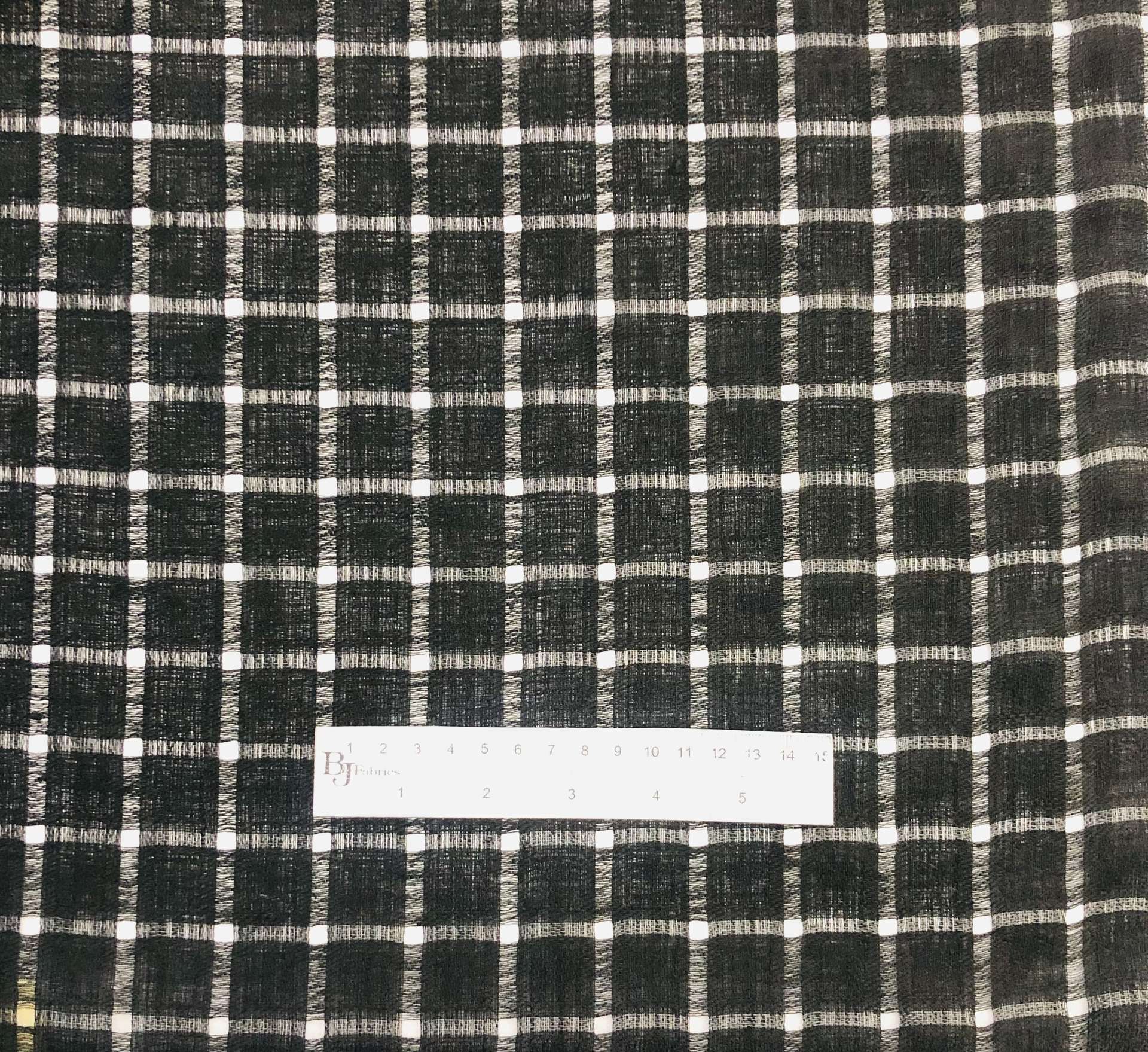 Linen & Nylon Plaid Mesh in Black