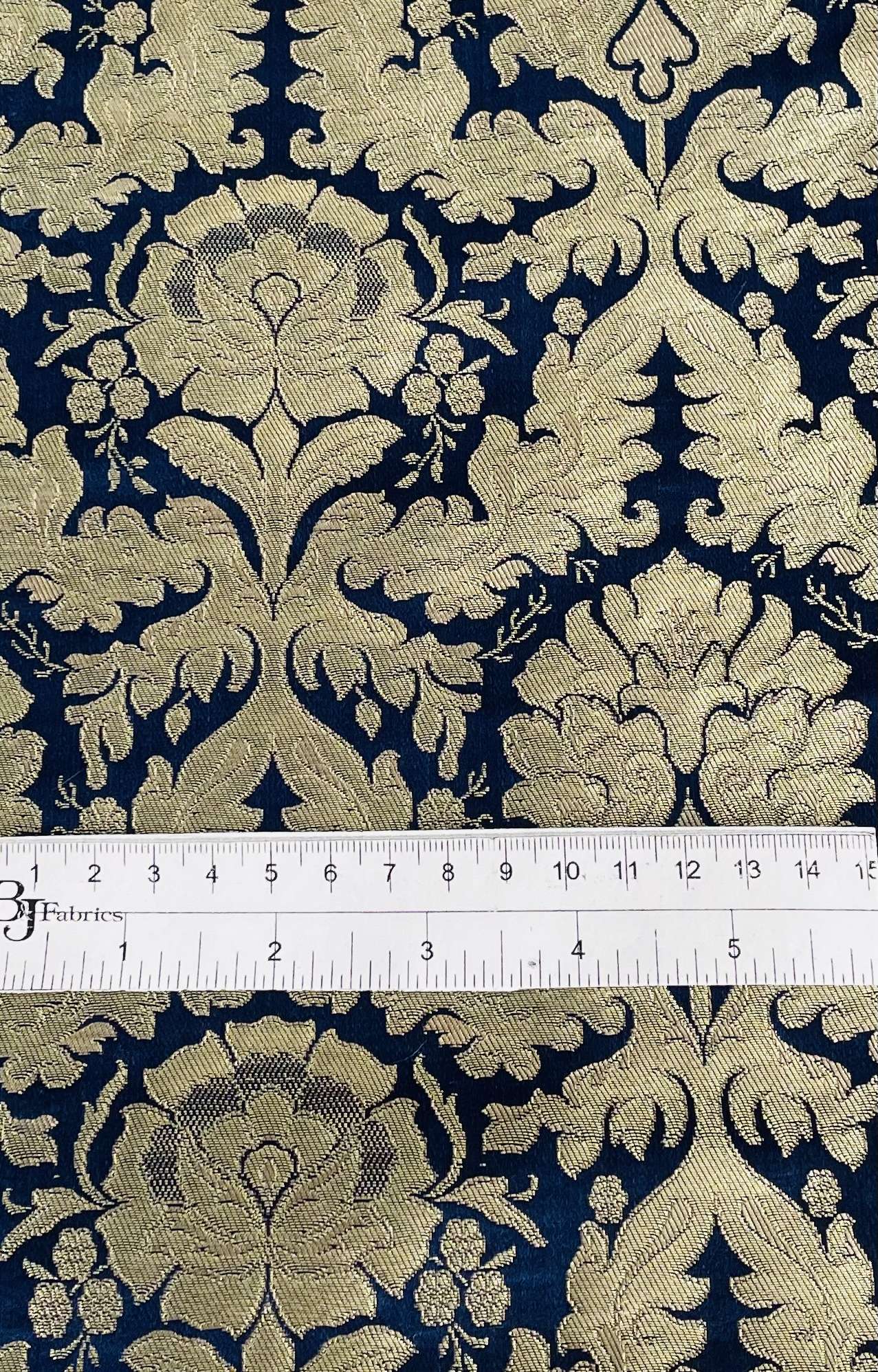 Metallic Brocade in Navy and Gold