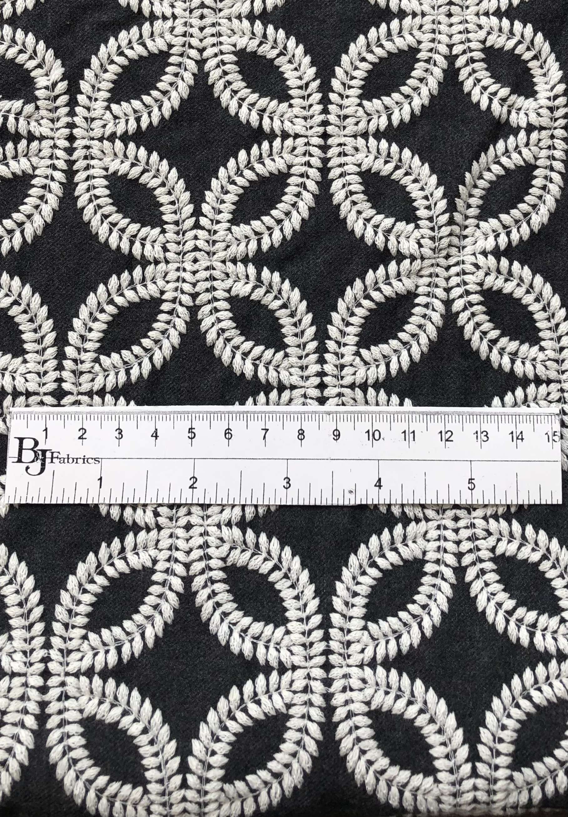 Made in Italy Embroidered Wool in a Leaf Geometric Pattern