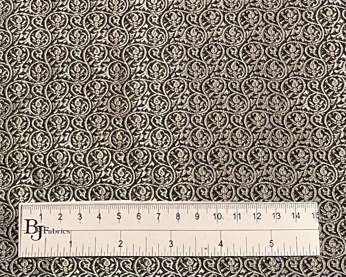 Silk Metallic Brocade in Black/Silver