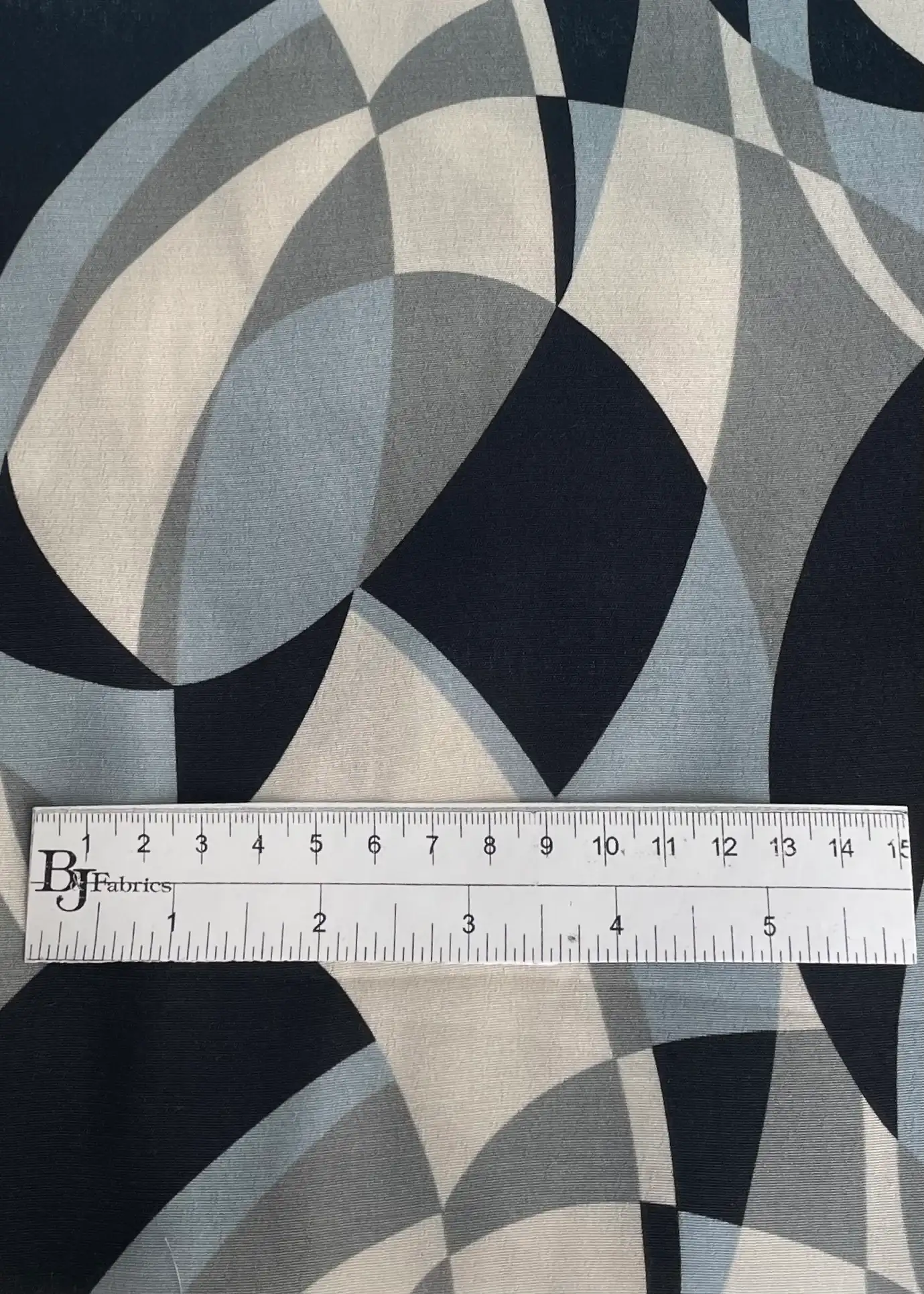 Made in Italy 100% Viscose Challis Deco Print in Gray Multi