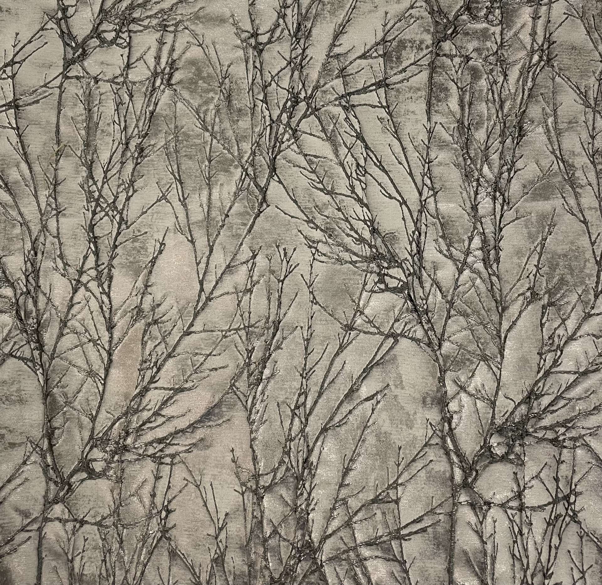 Metallic Branch Brocade in Silver