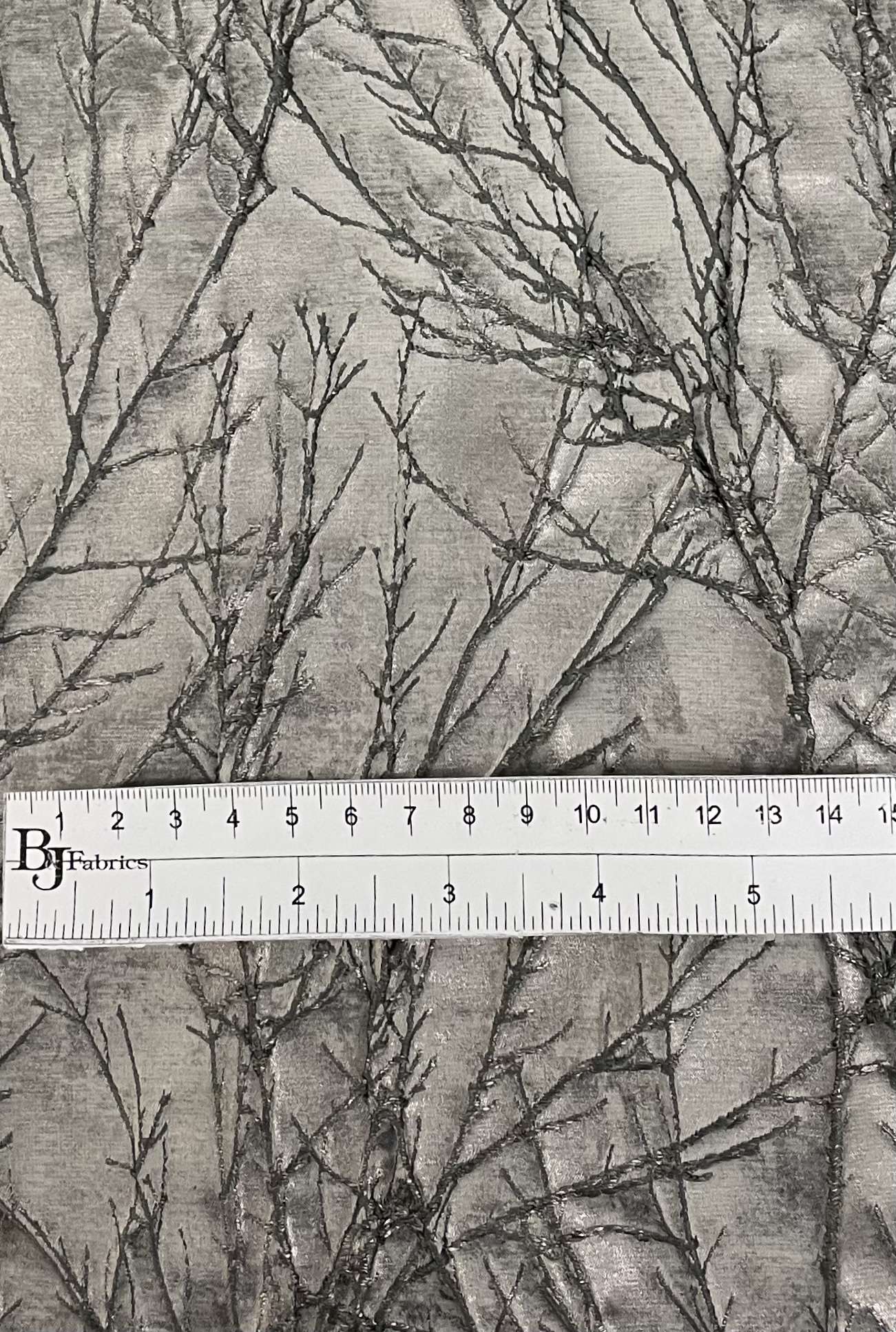 Metallic Branch Brocade in Silver