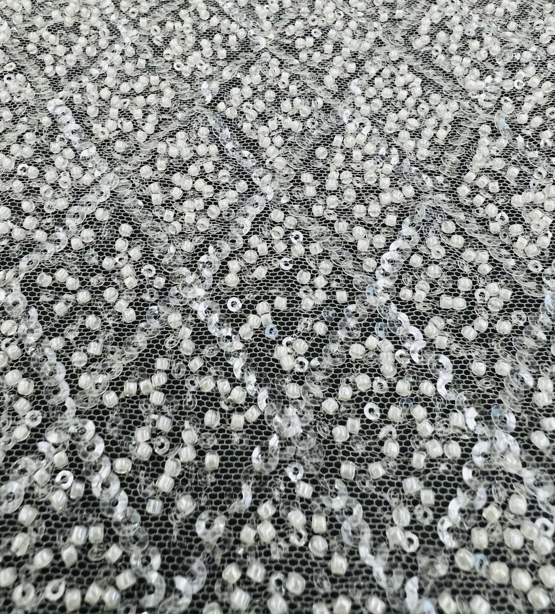 Novelty Beaded Tulle with Sequins in Diamond Motif