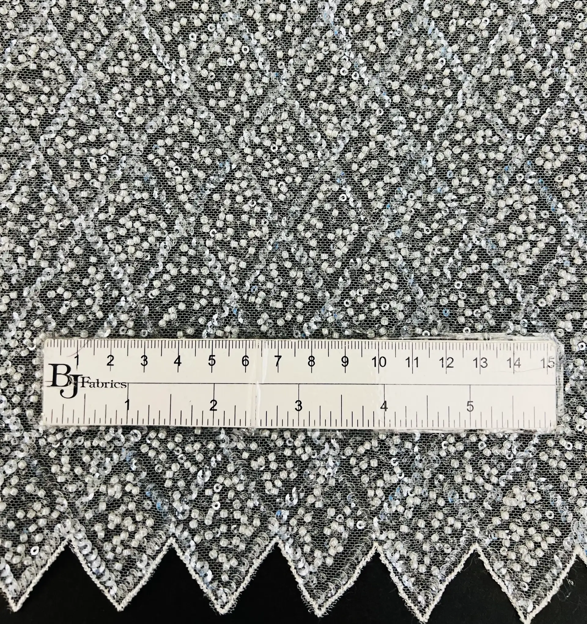 Novelty Beaded Tulle with Sequins in Diamond Motif