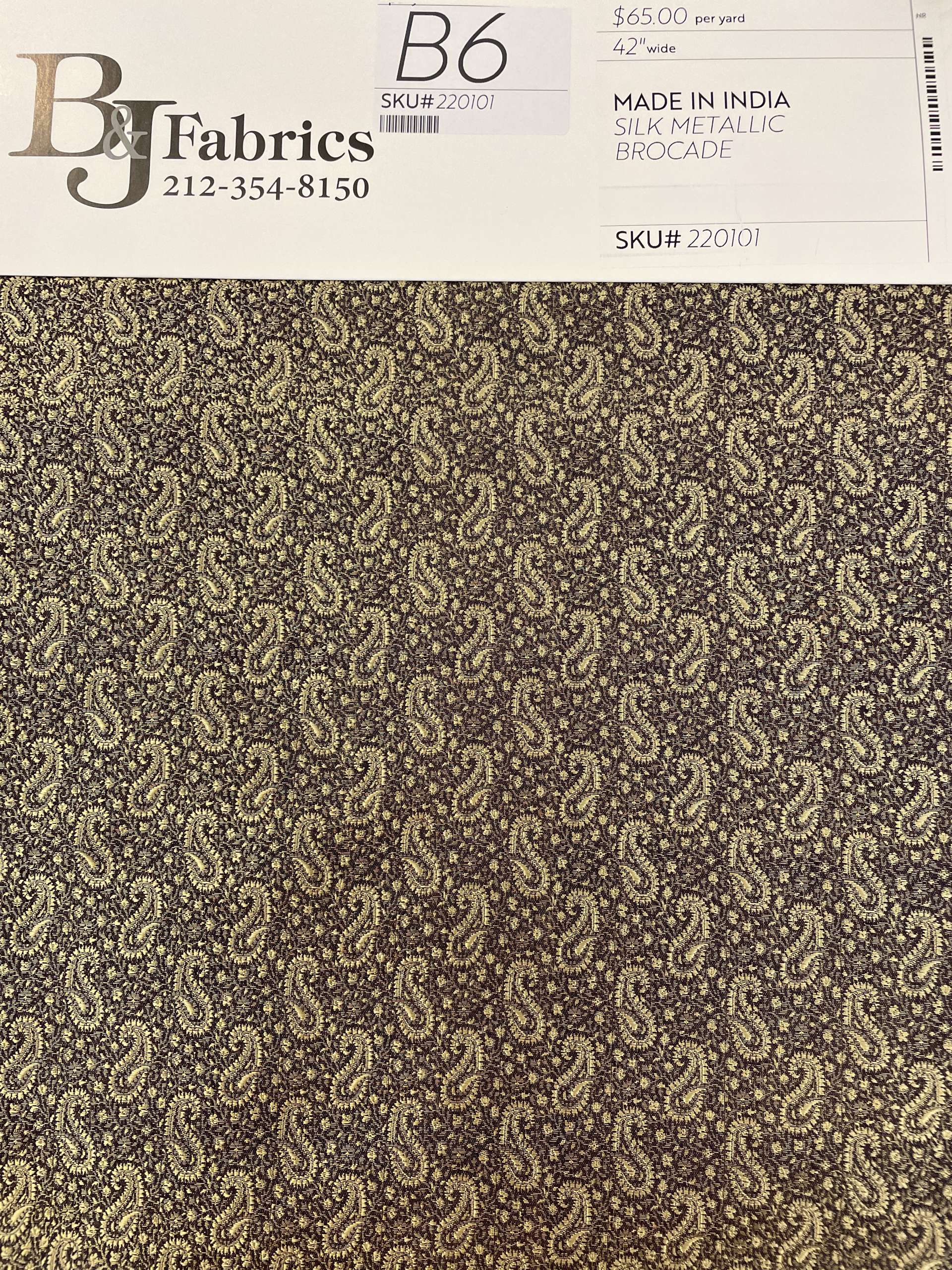 Made in India Silk Metallic Brocade Paisley in Brown/Gold
