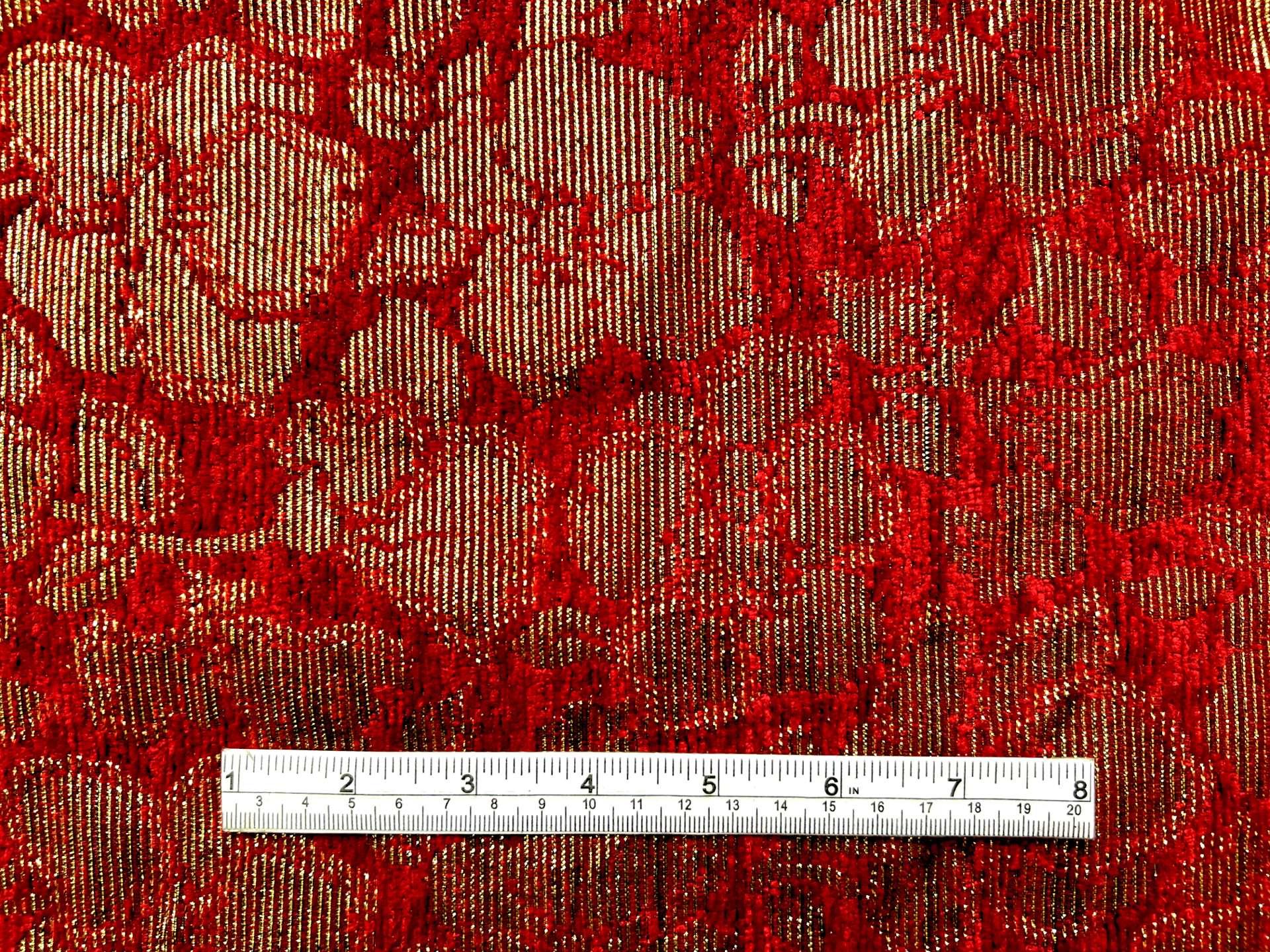 Metallic Chenille Brocade in Burgundy Gold