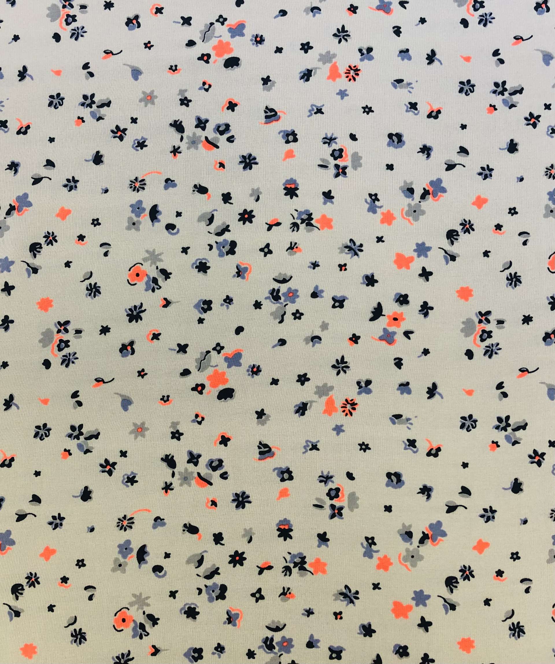Printed Silk Crepe de Chine with Illustrated Flowers