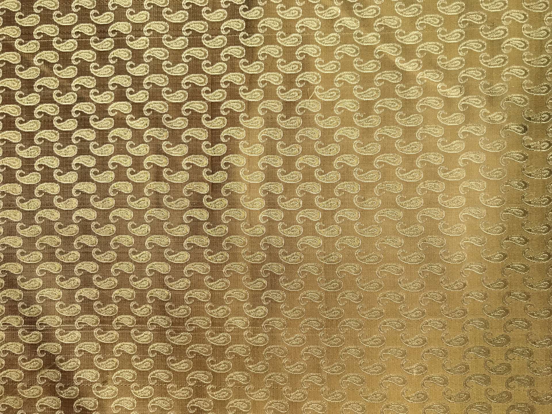 gold metallic silk brocade with repeating gold paisleys