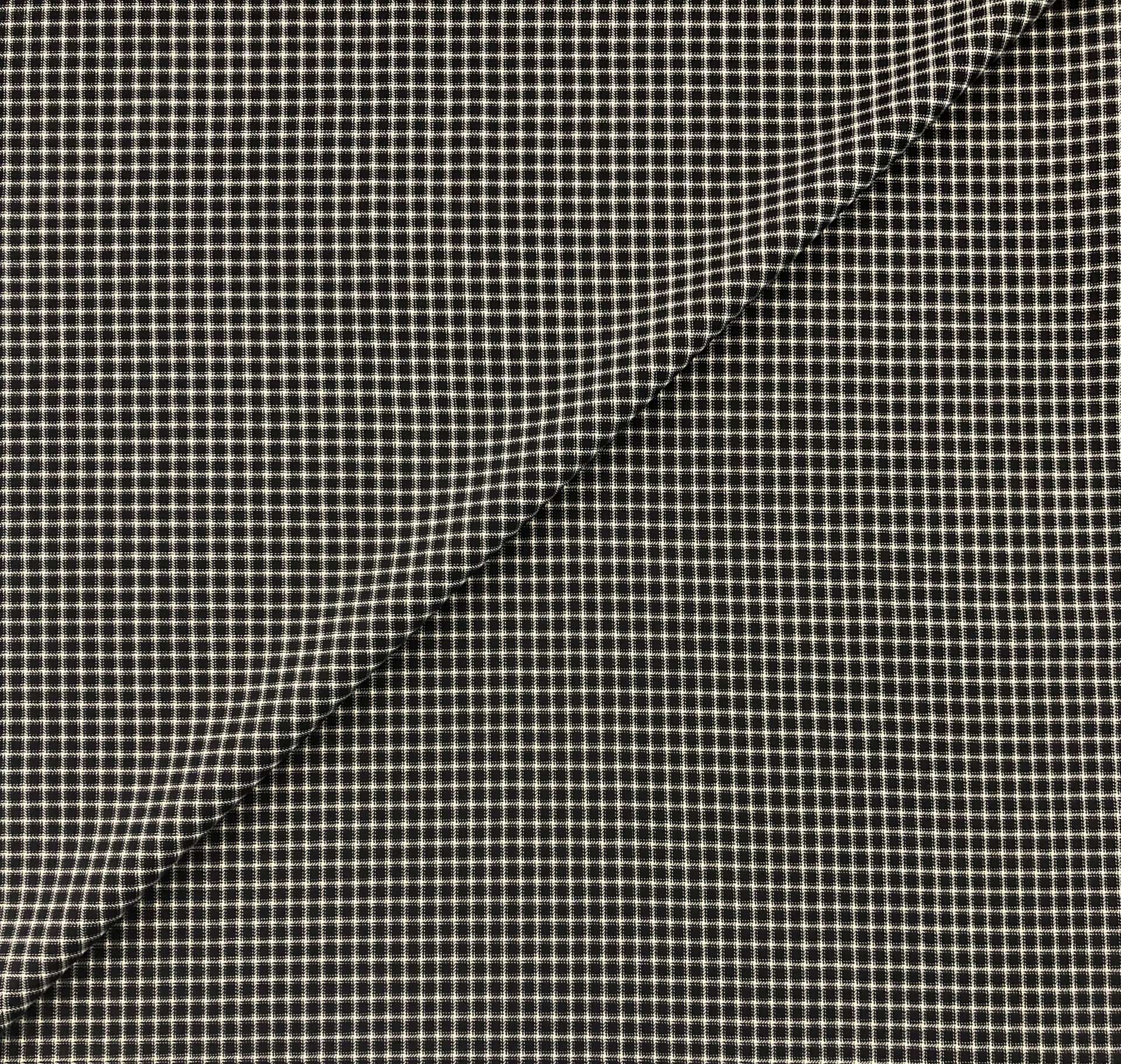 Italian Virgin Wool Lycra Check Suiting in Black
