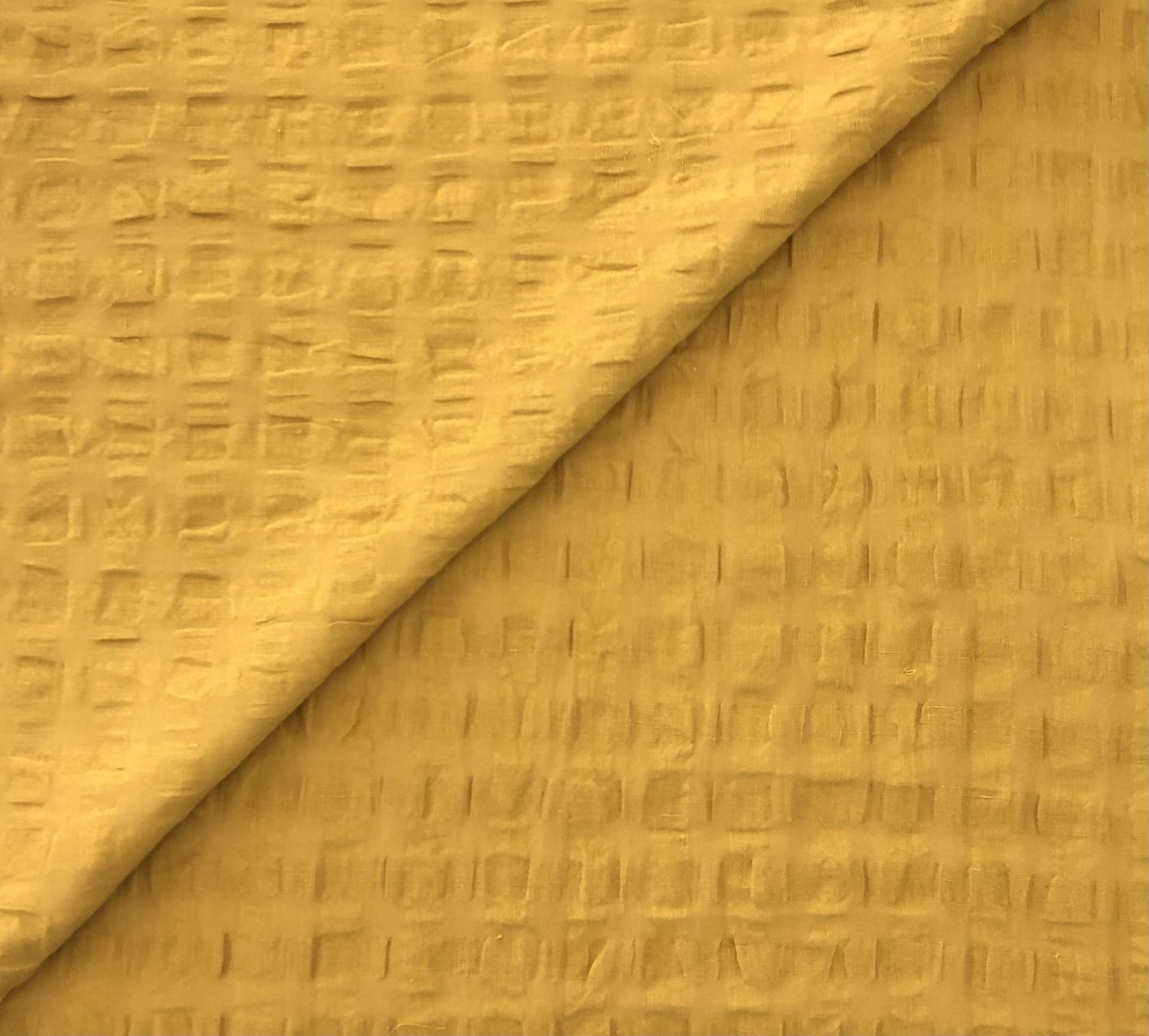 Sustainable Linen Ecovero  Viscose Puckered Novelty in Dijon