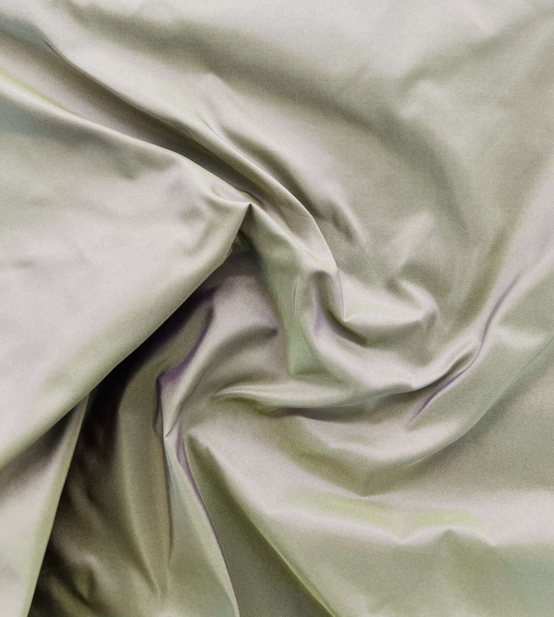 Iridescent Silk Taffeta in Honeydew/Lilac 