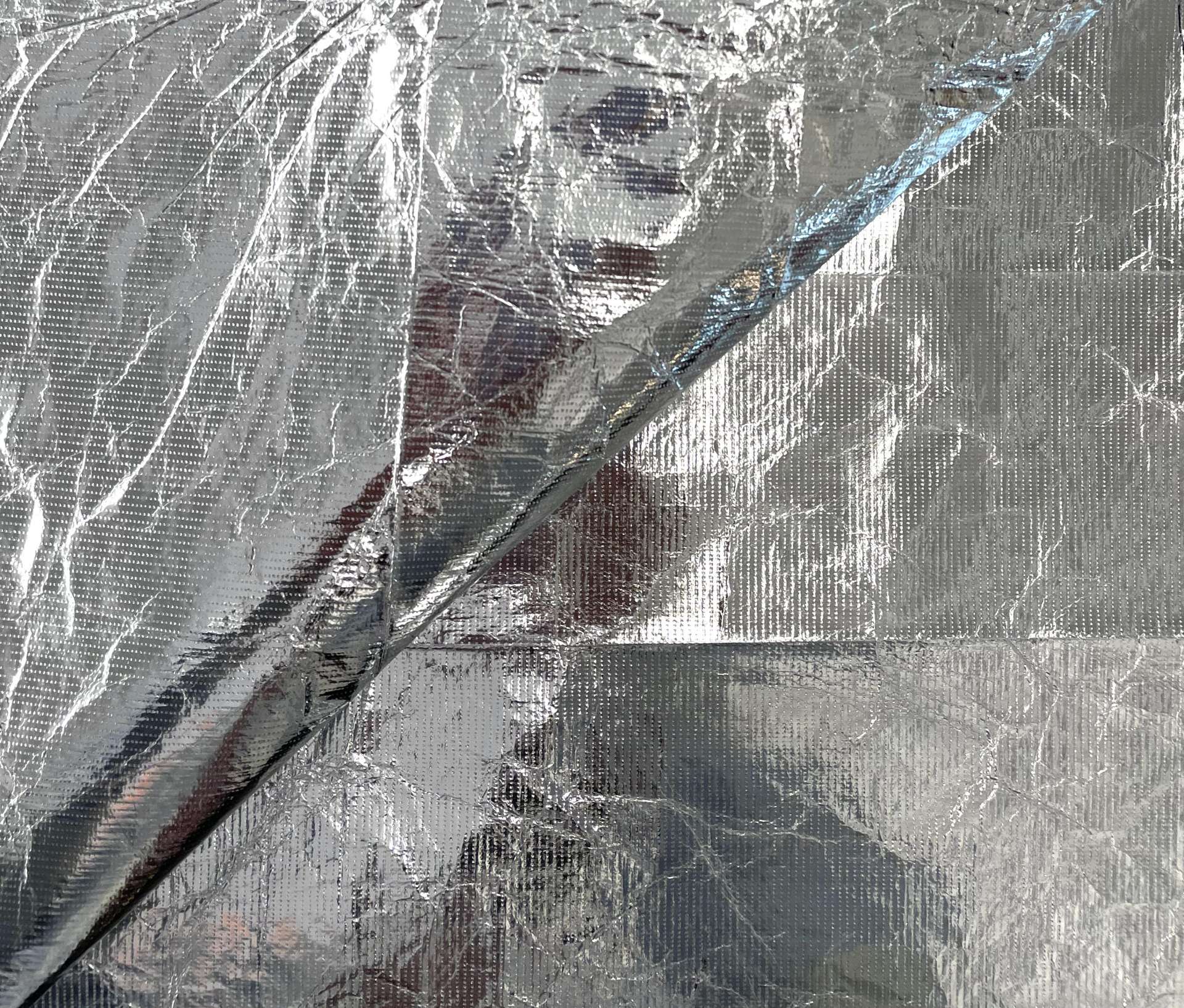 Crinkled Tyvek in Silver Mirror 
