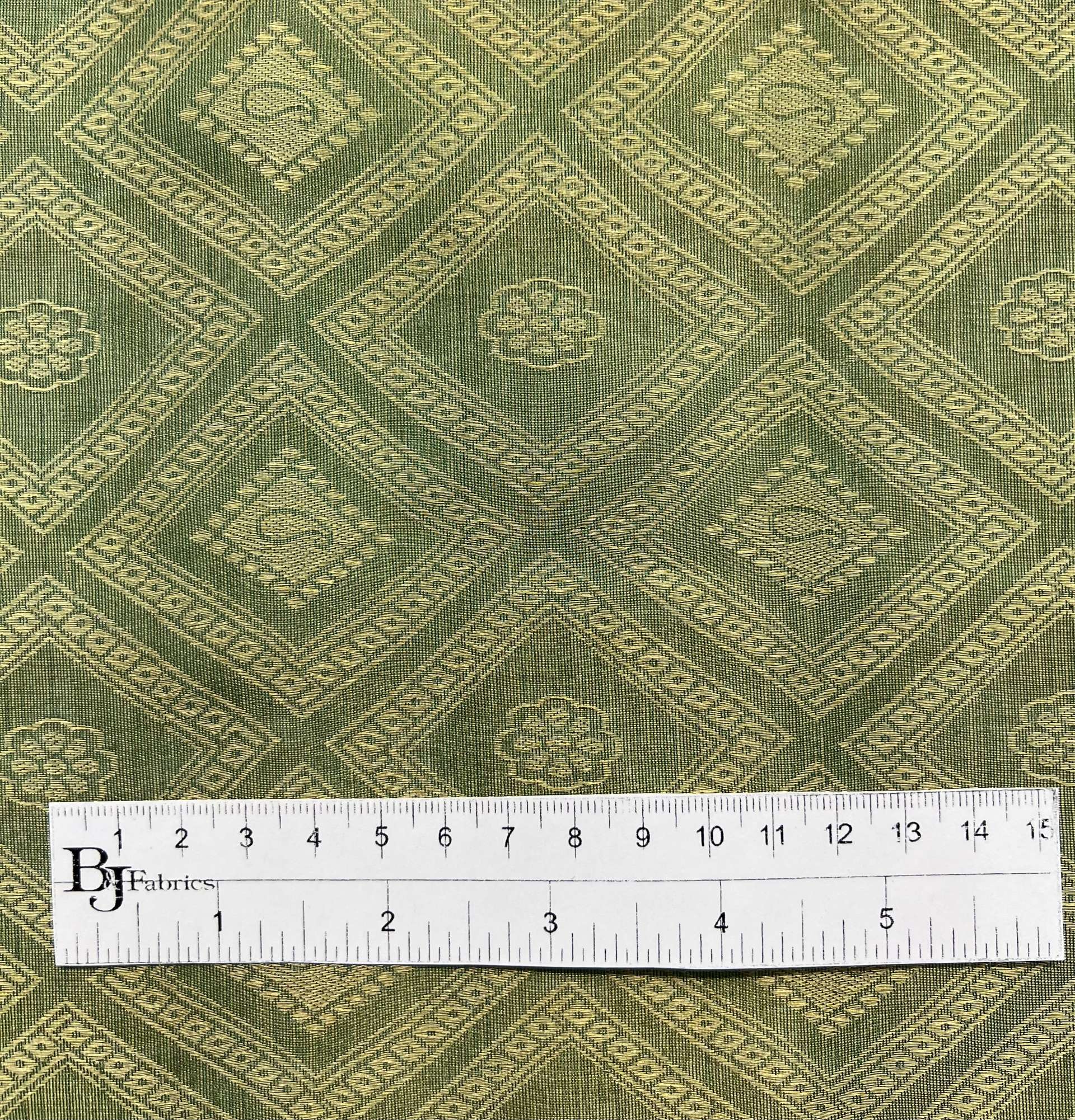 Silk & Metallic Jacquard Organza in Green/Gold