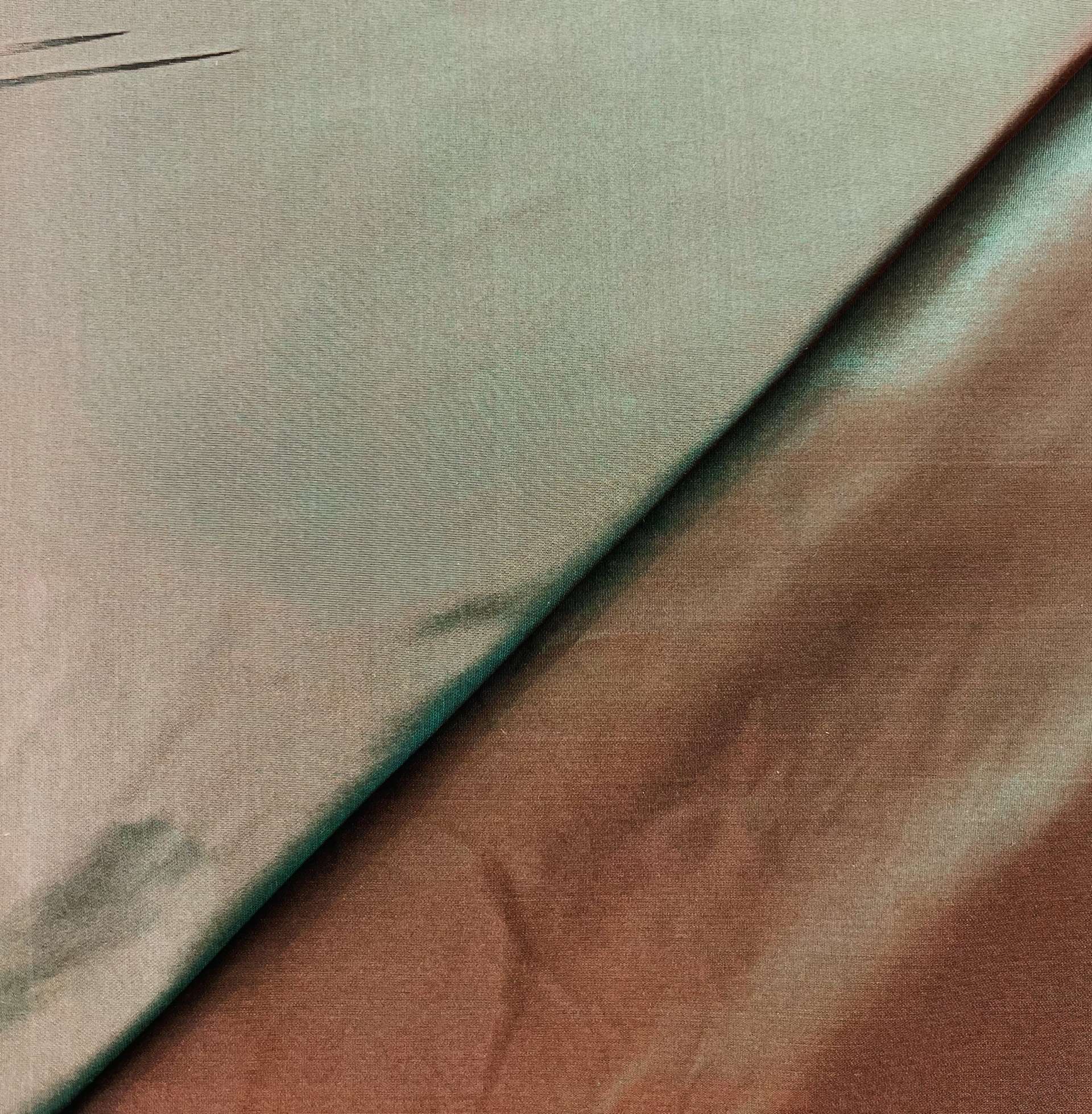 Iridescent Silk Taffeta in Green/Bronze