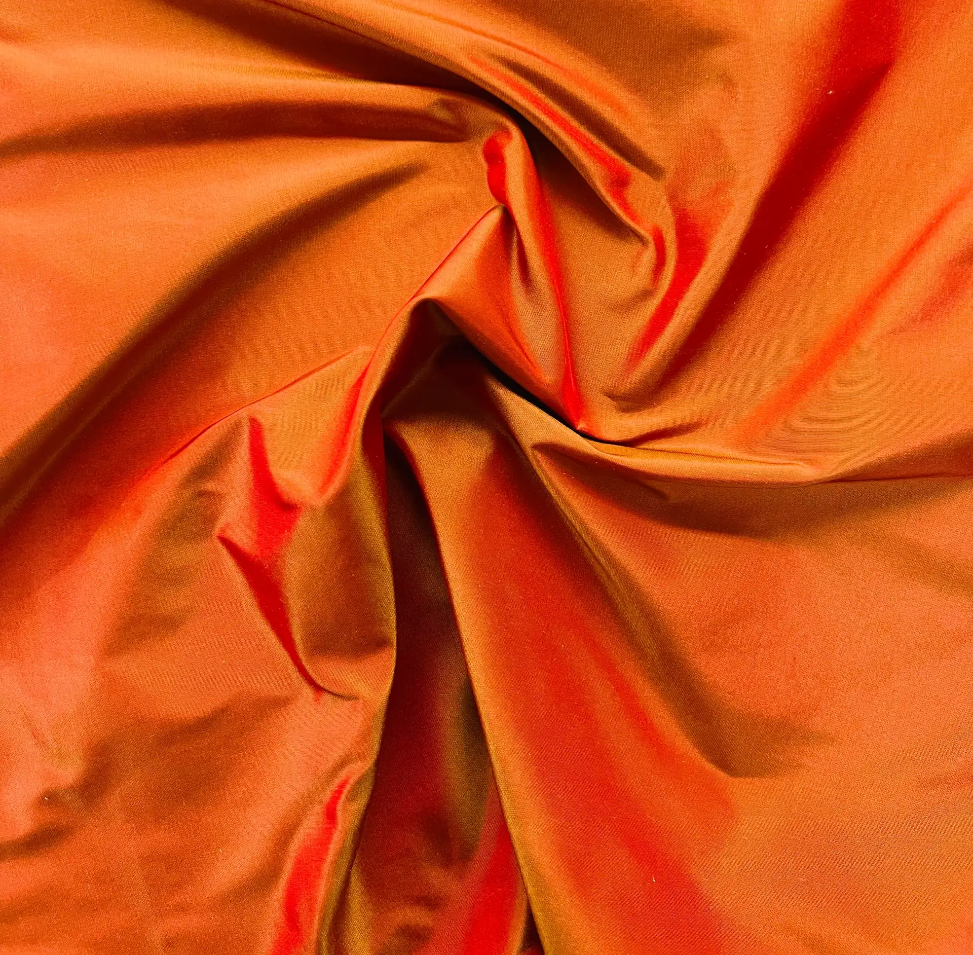 Iridescent Silk Taffeta in Mustard/Red