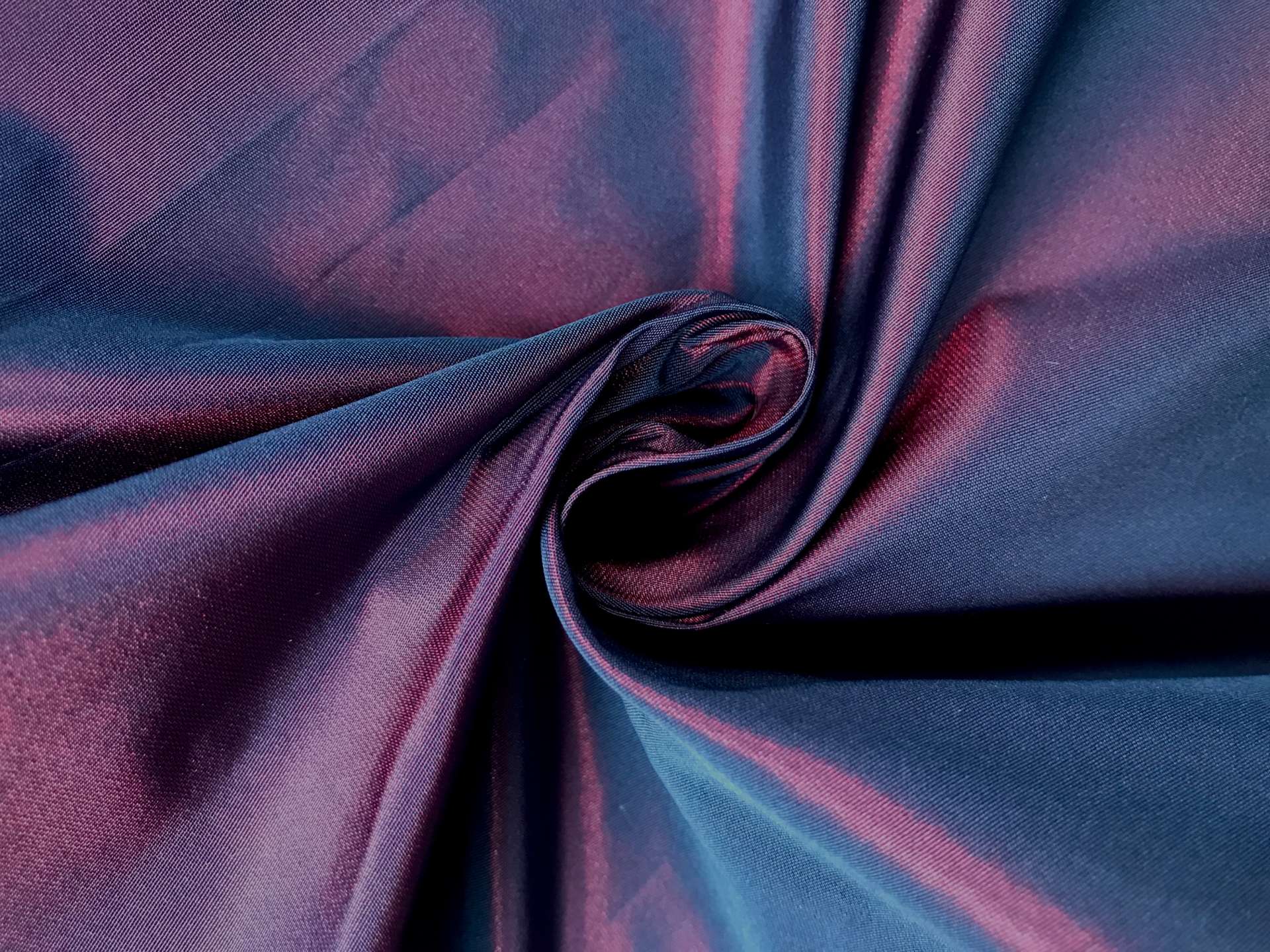 red navy iridescent taffeta in a swirl