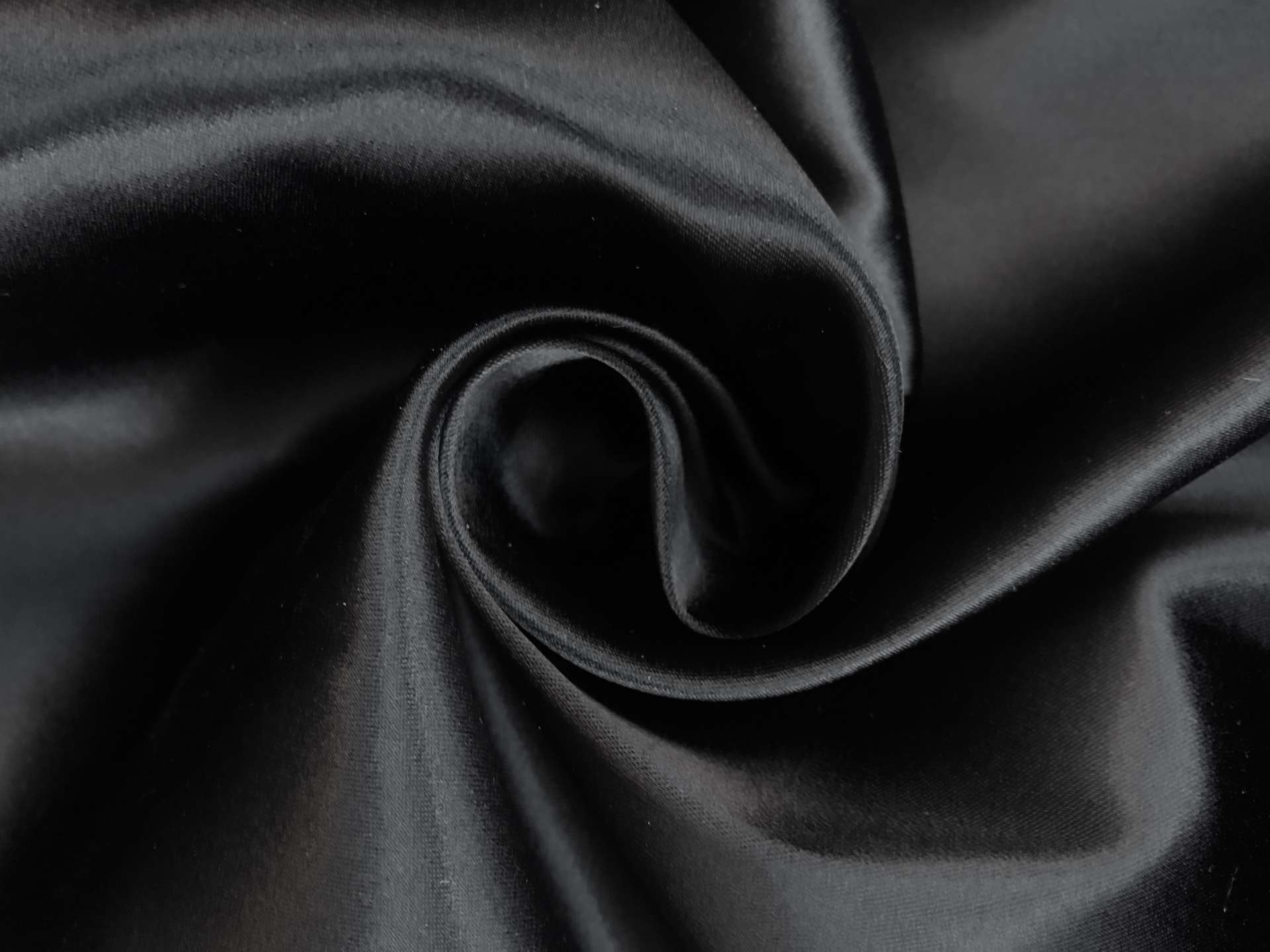 Italian Acetate Stretch Satin in Black