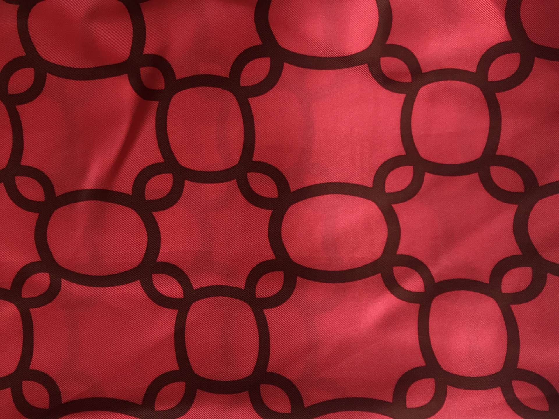 red silk twill with brown chain pattern
