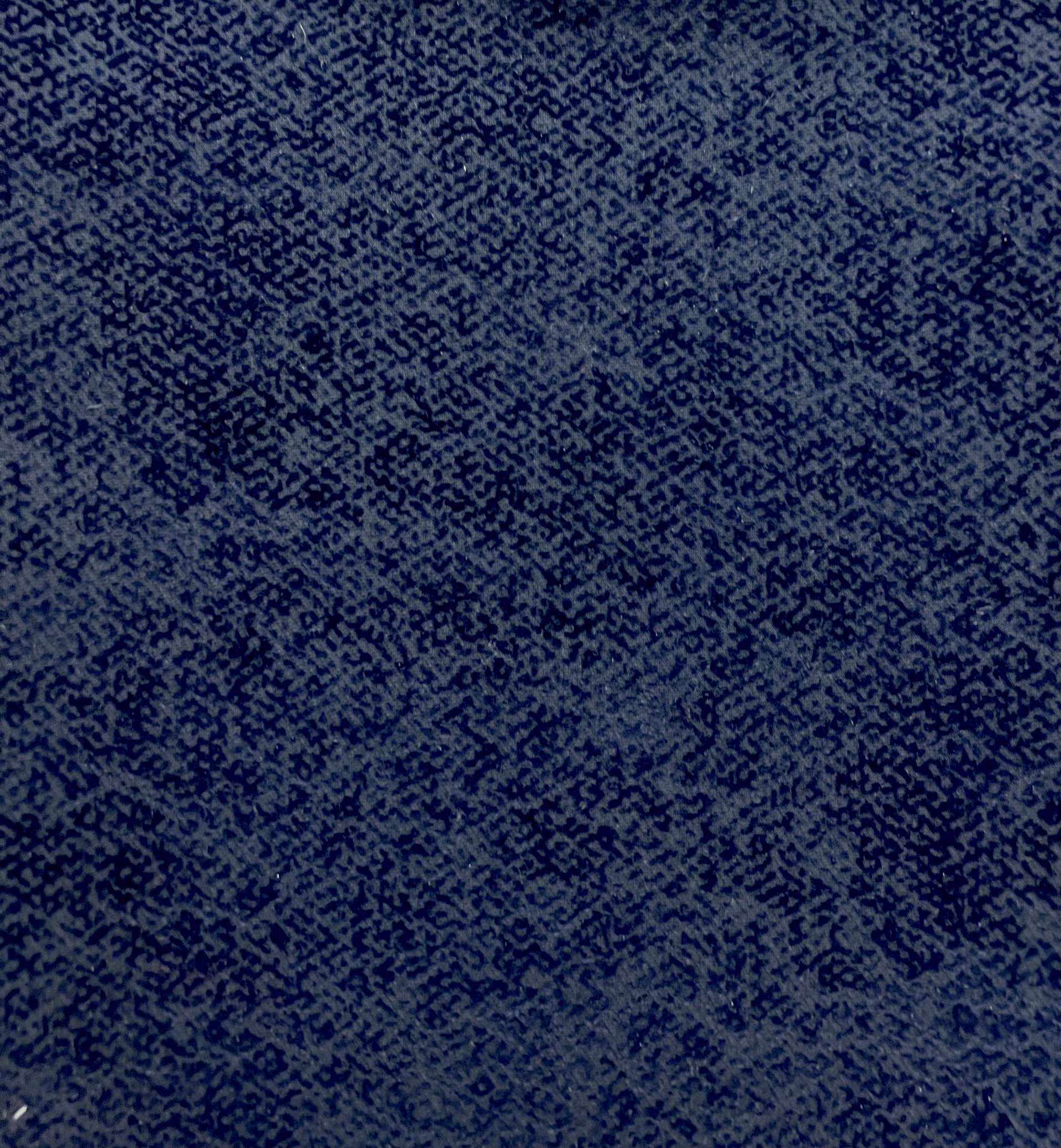 Italian Couture Flocked Silk and Wool In Navy