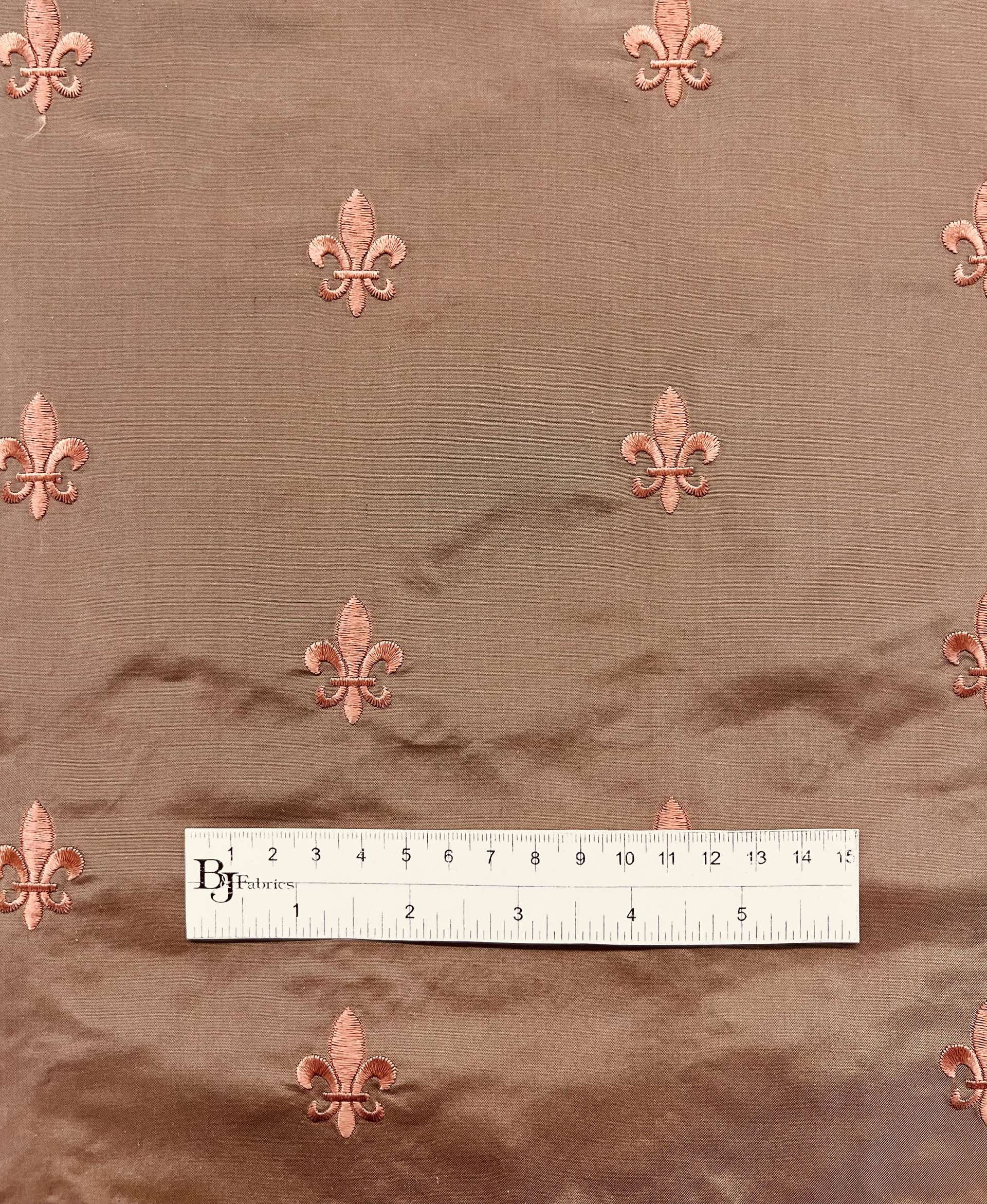Fleur-De-Lis Embroidered Silk Taffeta Mauve