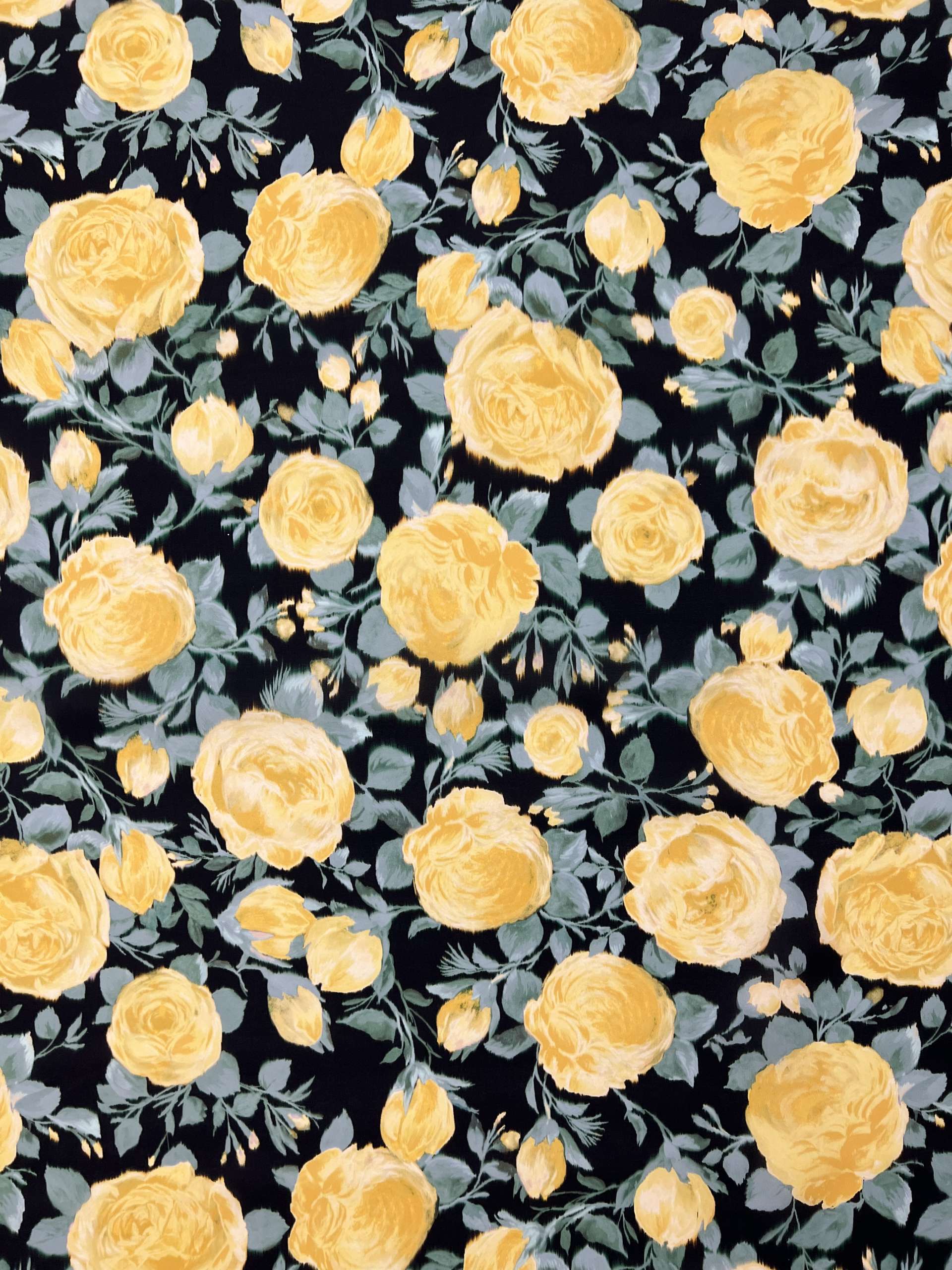 Couture Printed Silk Gazer in Yellow Roses