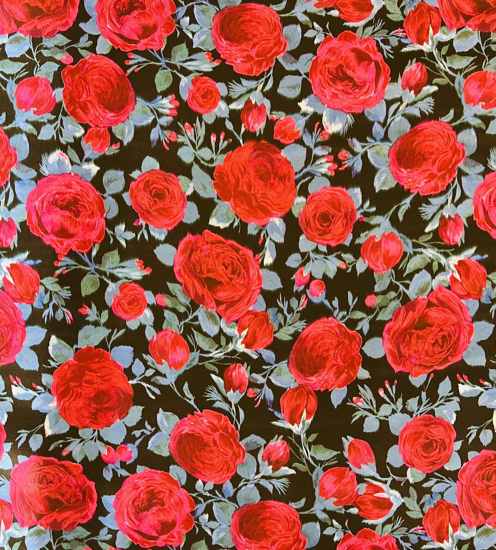 Couture Printed Silk Gazer in Red Roses