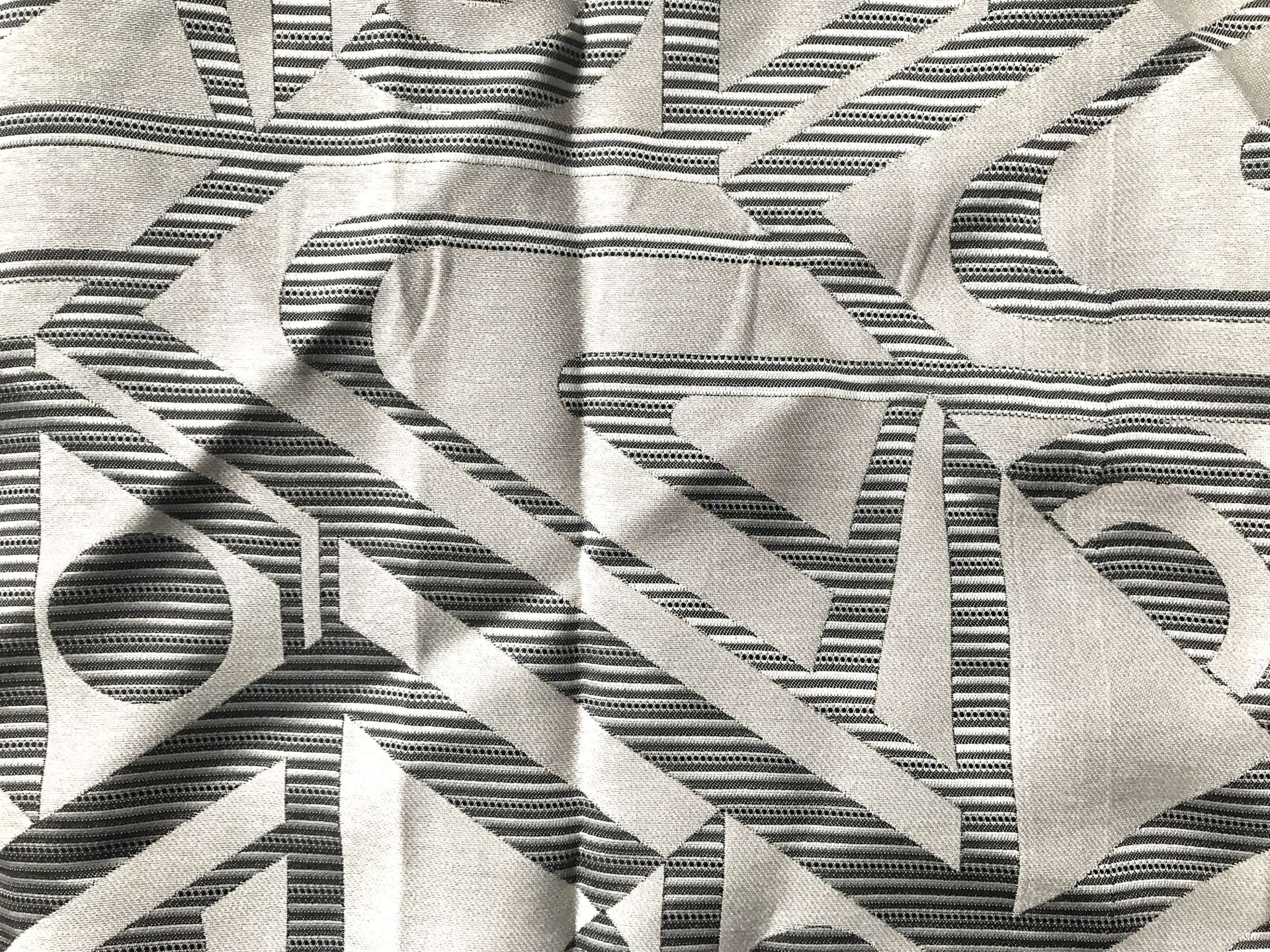 geometric brocade in grey and ivory