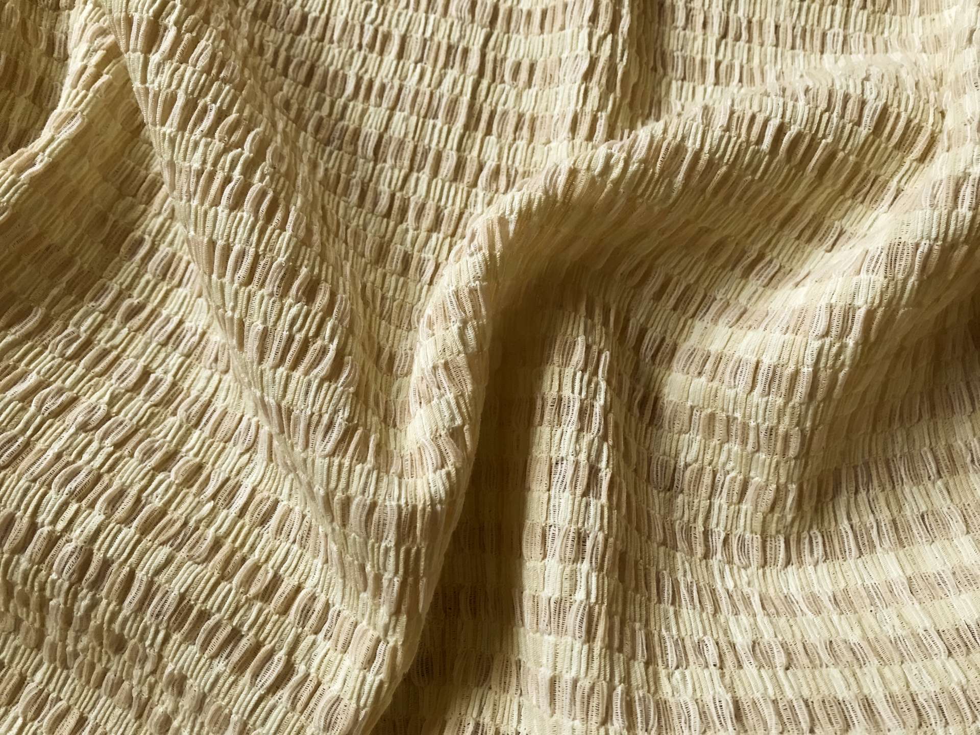 butter and peach poly popcorn knit