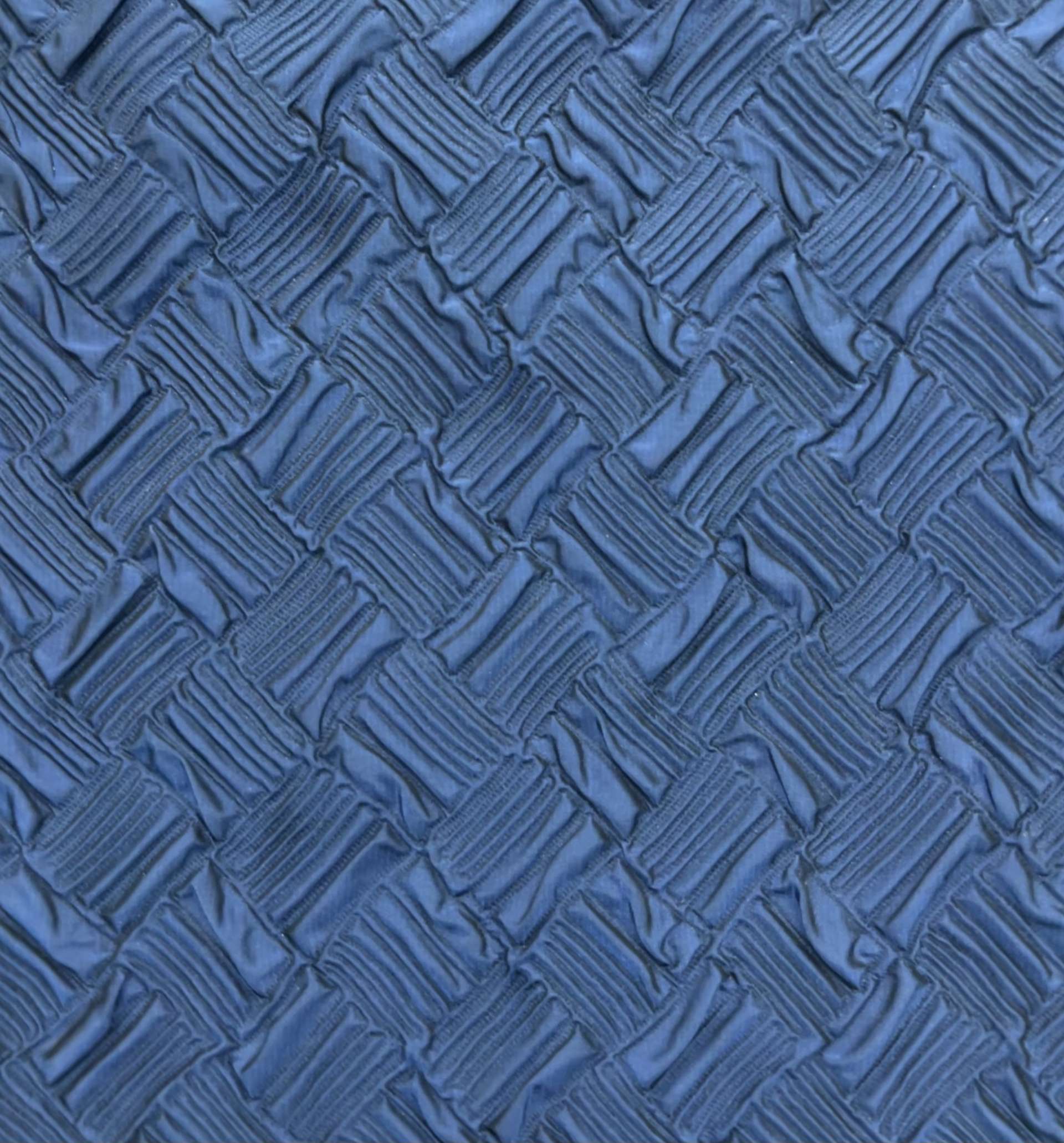 Silk Blend Cloque Jacquard in Navy