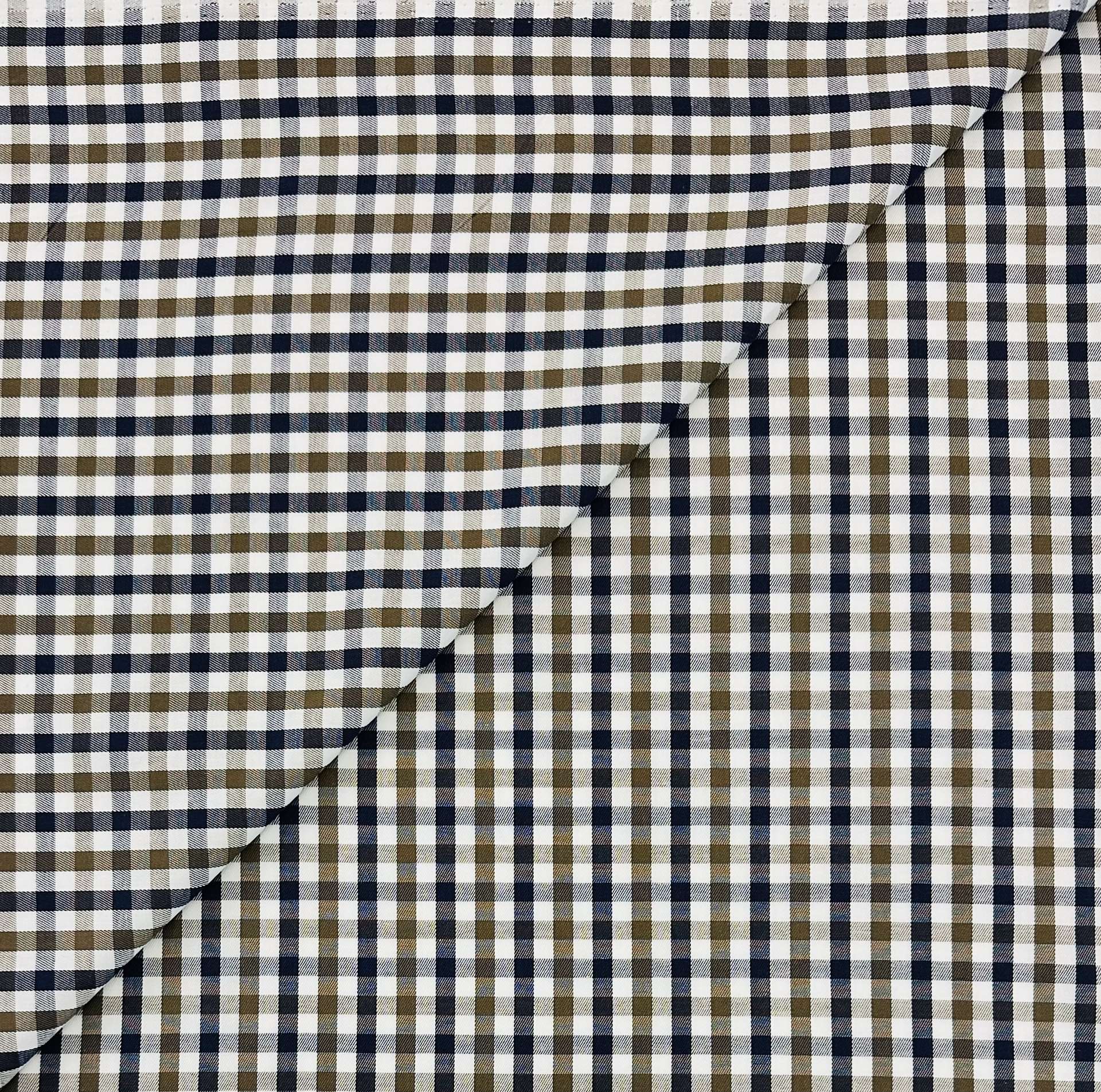 Sustainable Cotton Gingham in Navy Olive