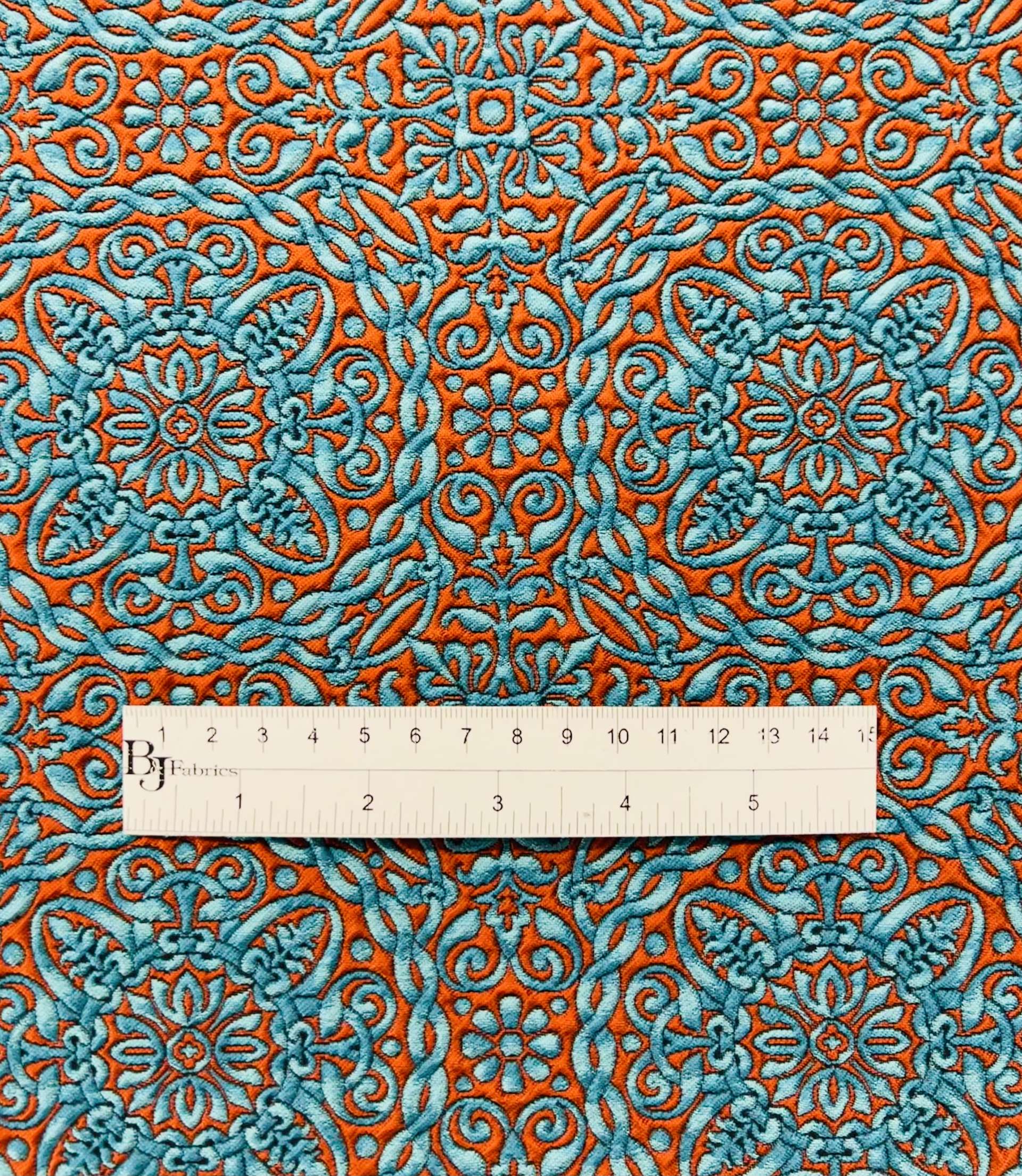 Celtic style Brocade in Orange & Turquoise