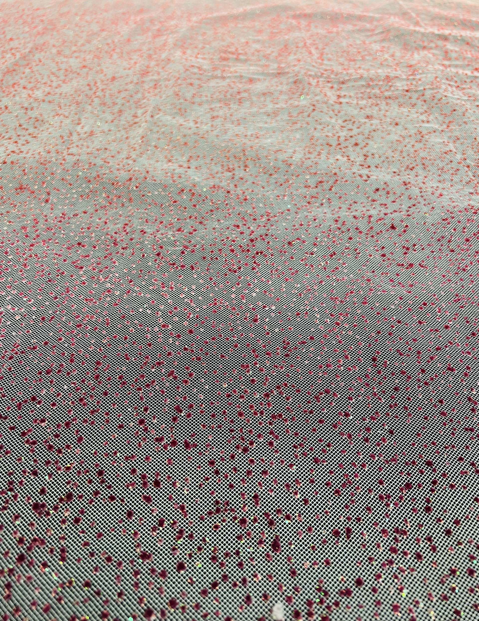Ombré Glittered Flocked Tulle