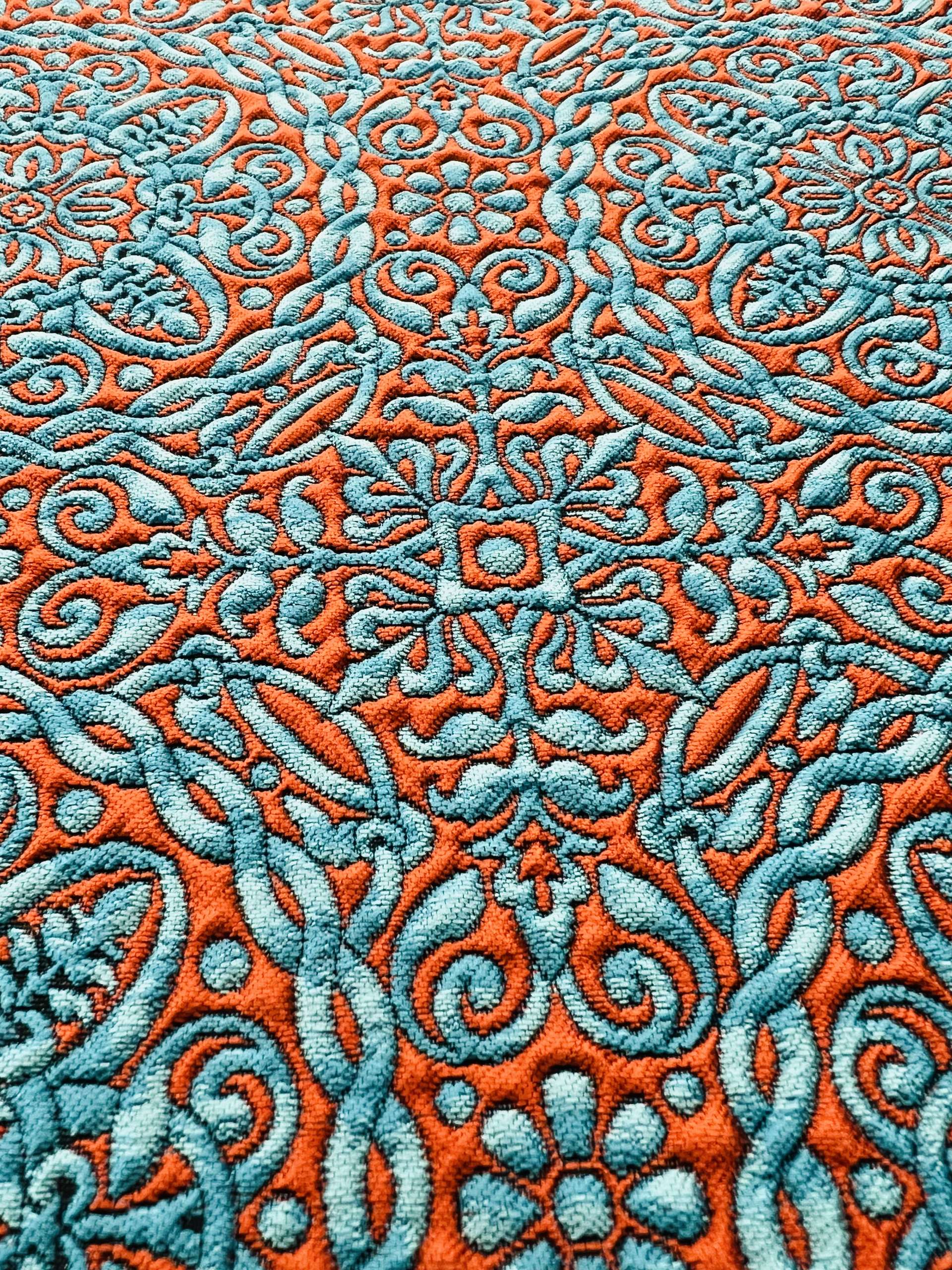Celtic style Brocade in Orange & Turquoise
