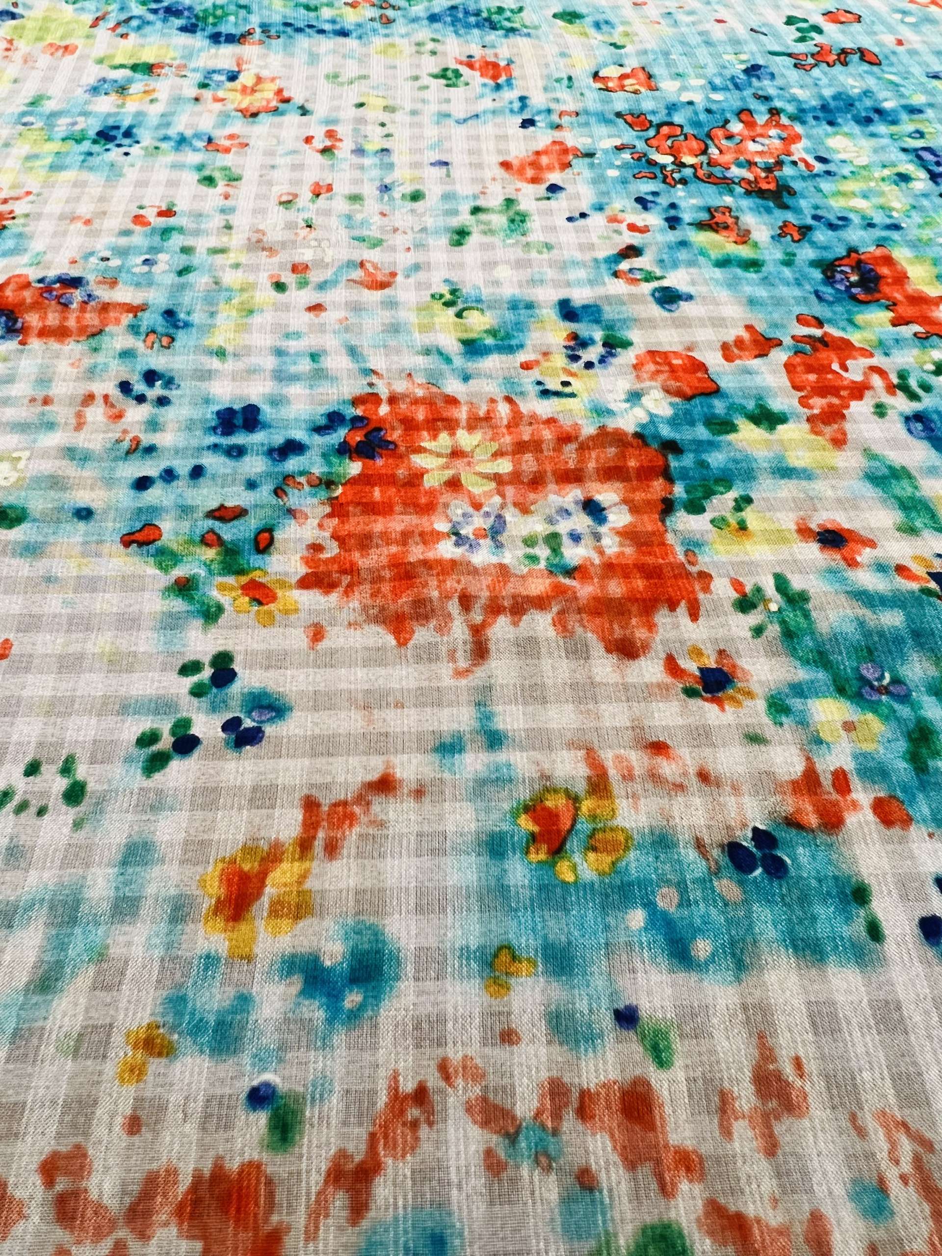 Pure Silk Printed Shadow Check