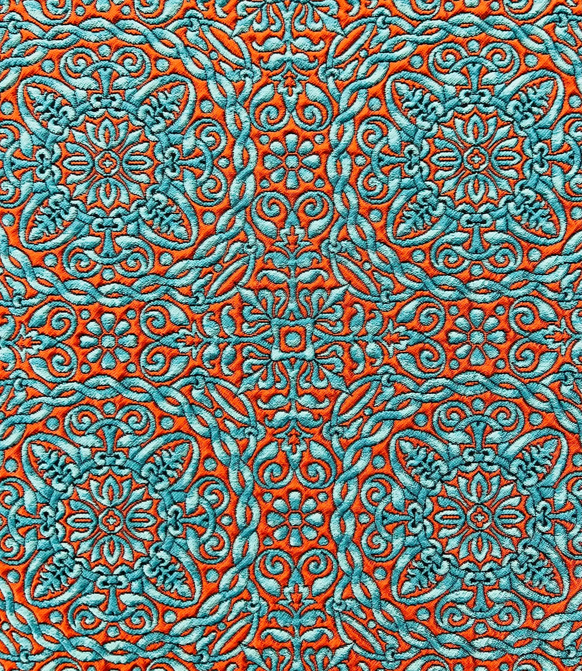 Celtic style Brocade in Orange & Turquoise
