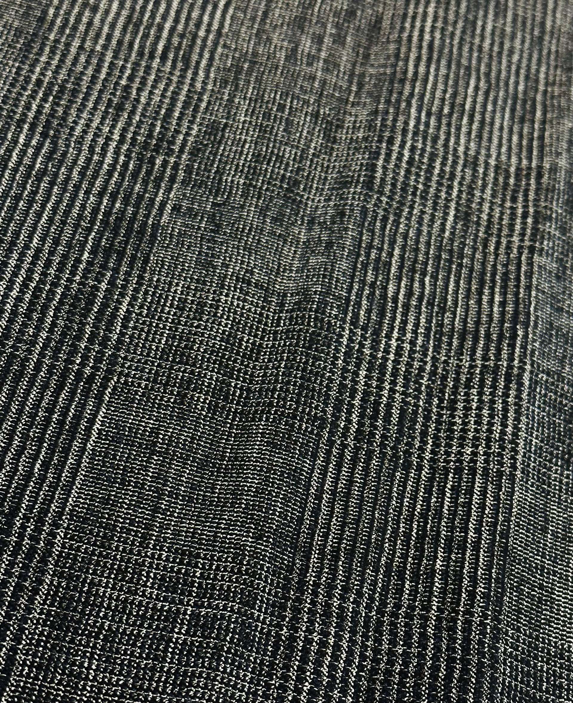 Italian Wool Poly Lycra Plaid Suiting in Black Navy