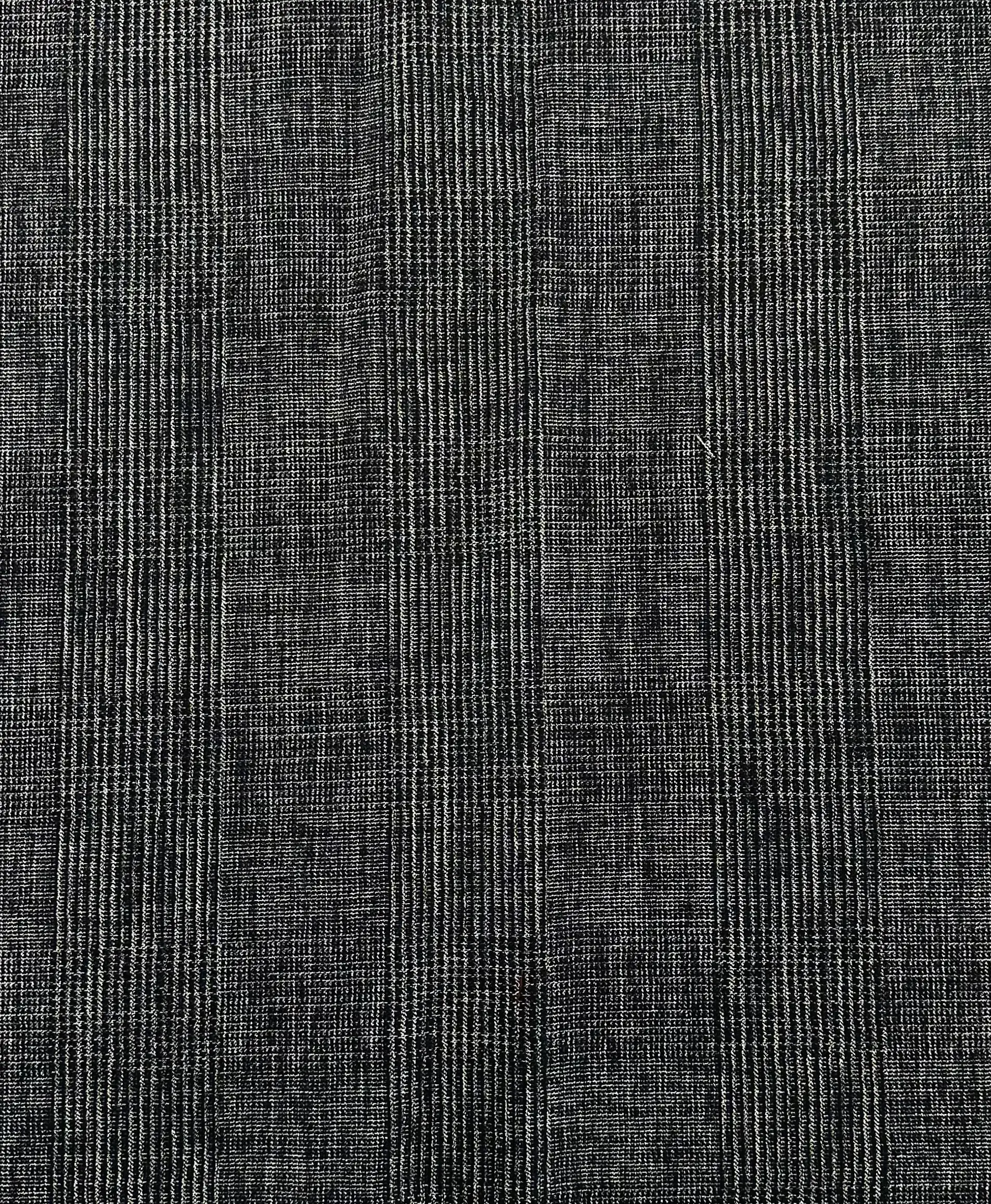 Italian Wool Poly Lycra Plaid Suiting in Black Navy