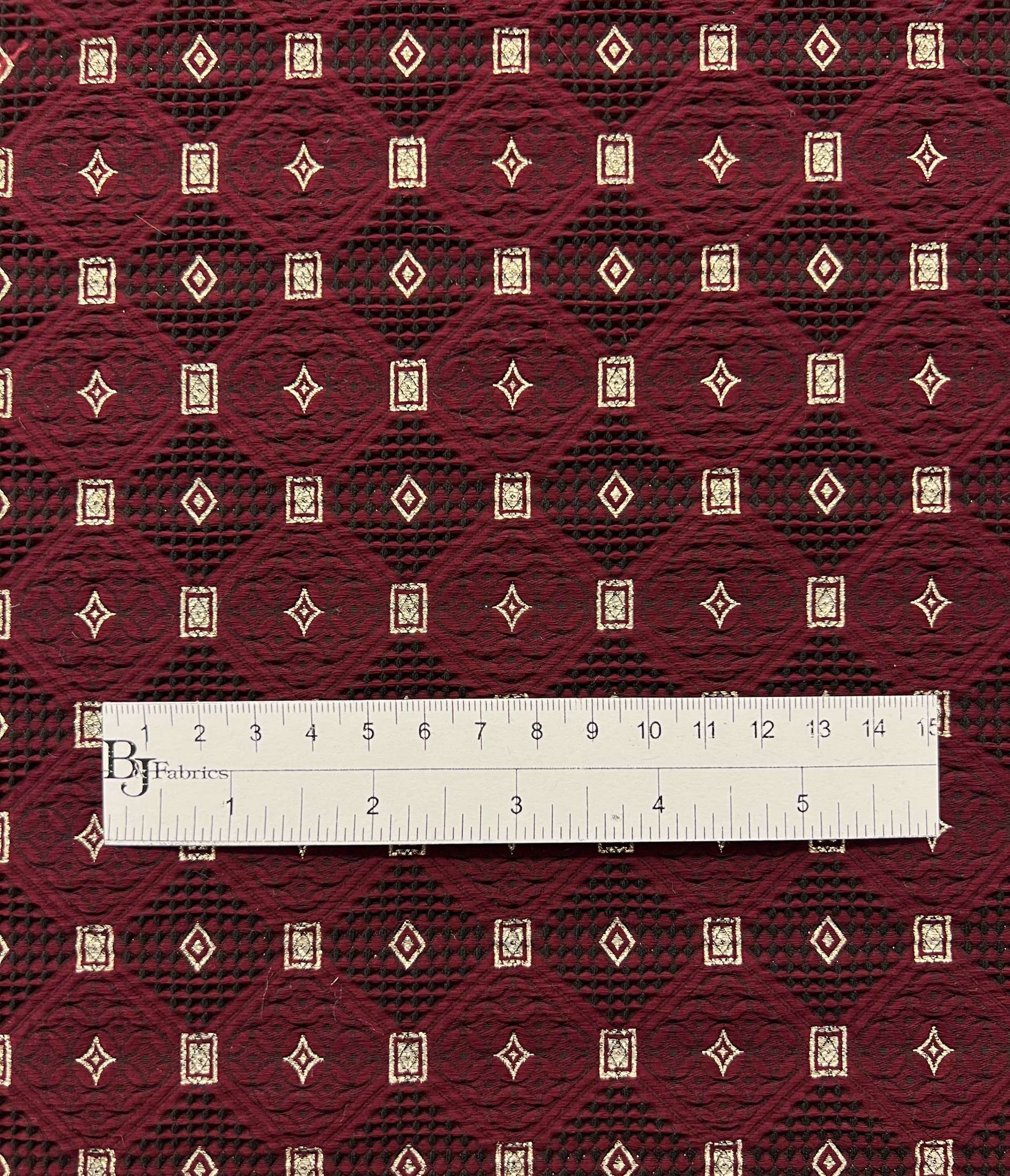 Stretch Geometric Polyester Metallic Brocade