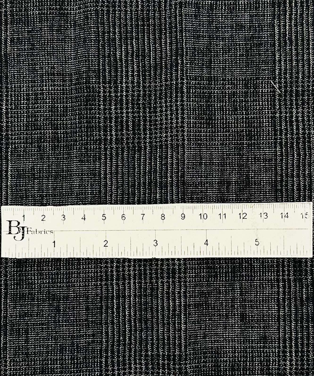Italian Wool Poly Lycra Plaid Suiting in Black Navy