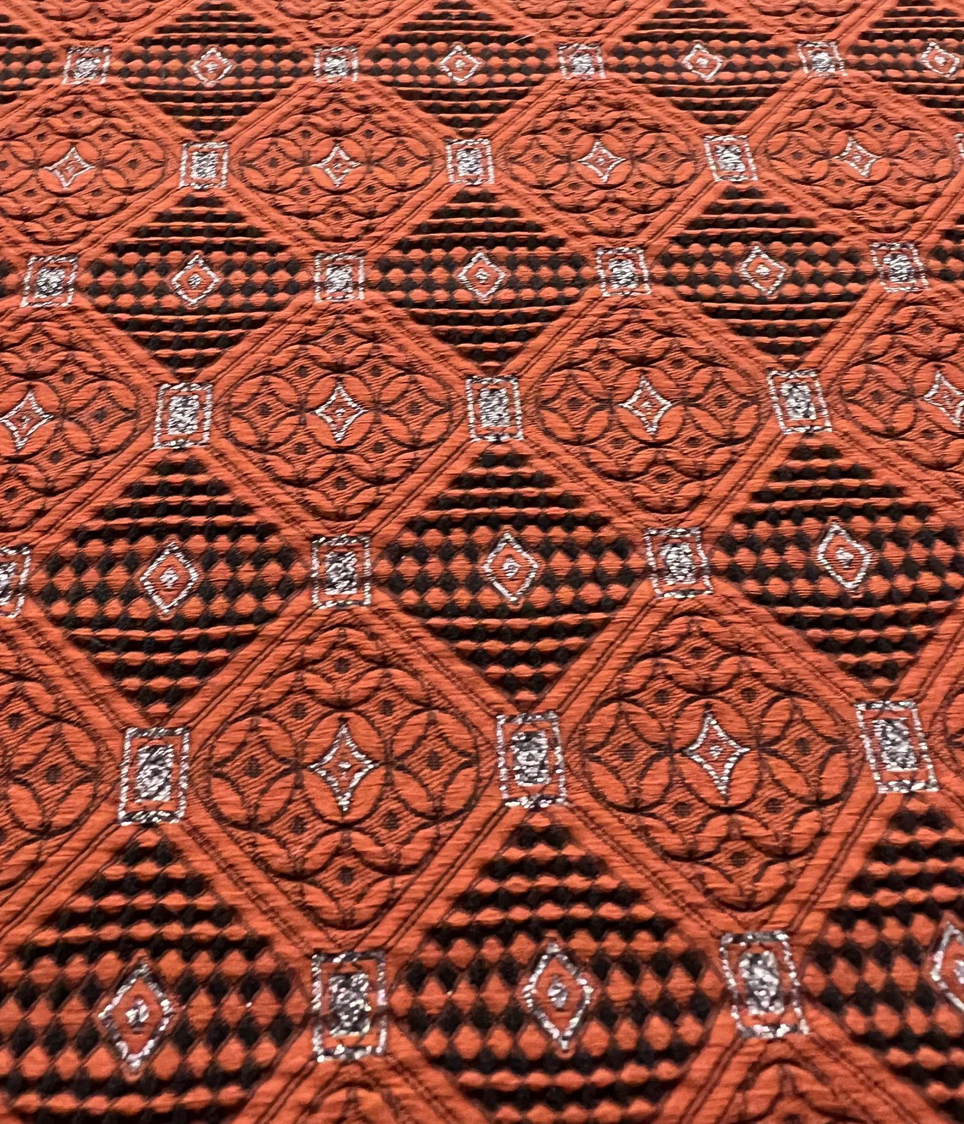 Stretch Geometric Polyester Metallic Brocade