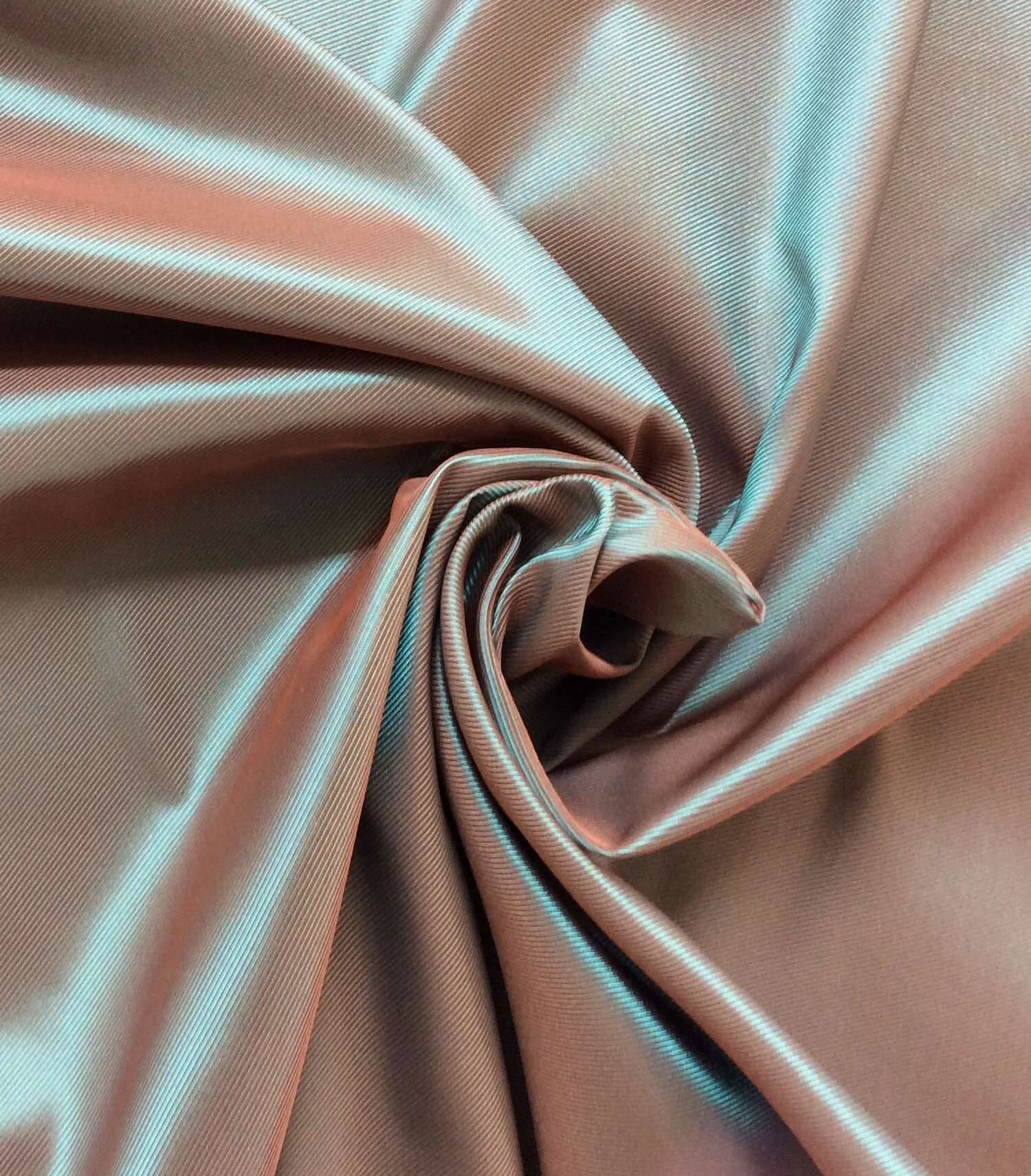 Iridescent Pure Silk Twill in Aqua and Copper