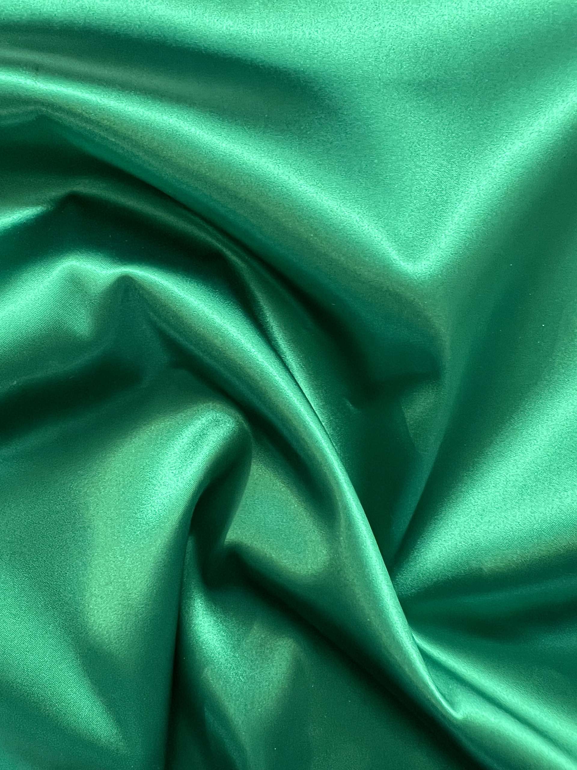 Italian Acetate Stretch Satin in Emerald Green